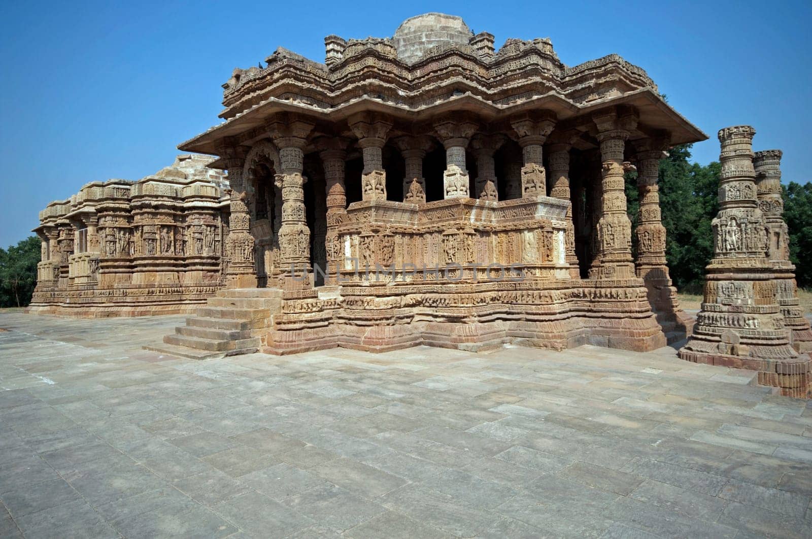 Sun Temple at Modhera. Ancient Hindu temple built circa 1027. Gujarat, India.