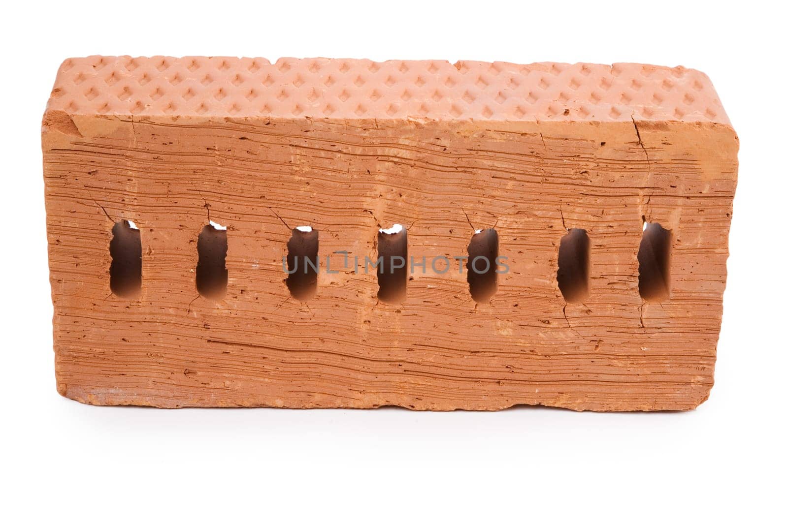 Building Ceramic brick close-up on a white background
