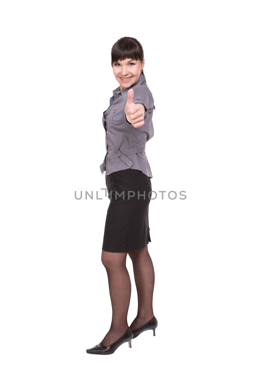 happy businesswoman isolated on white background