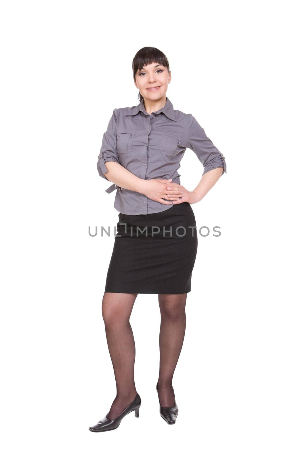 happy businesswoman isolated on white background
