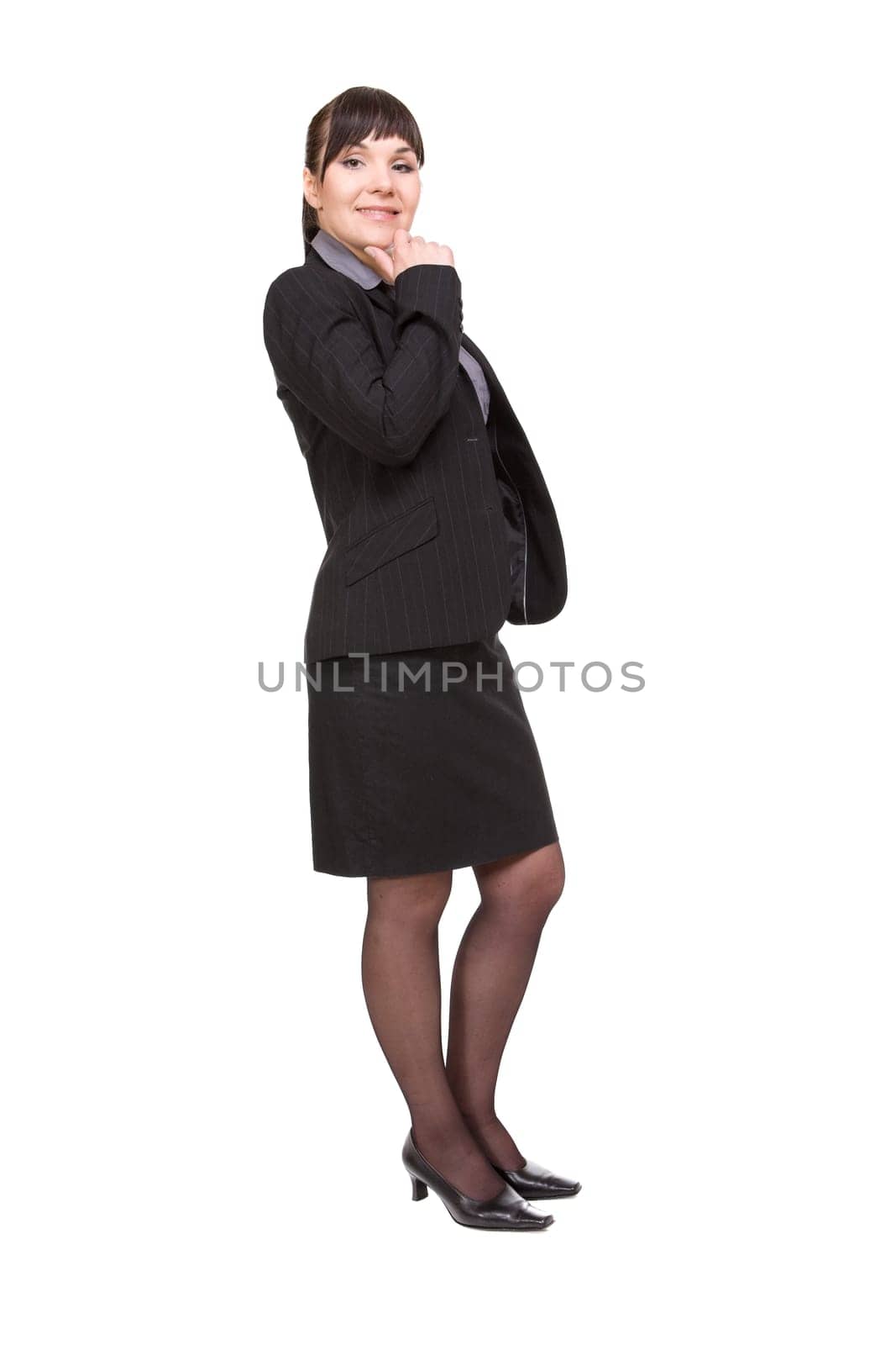 happy businesswoman isolated on white background