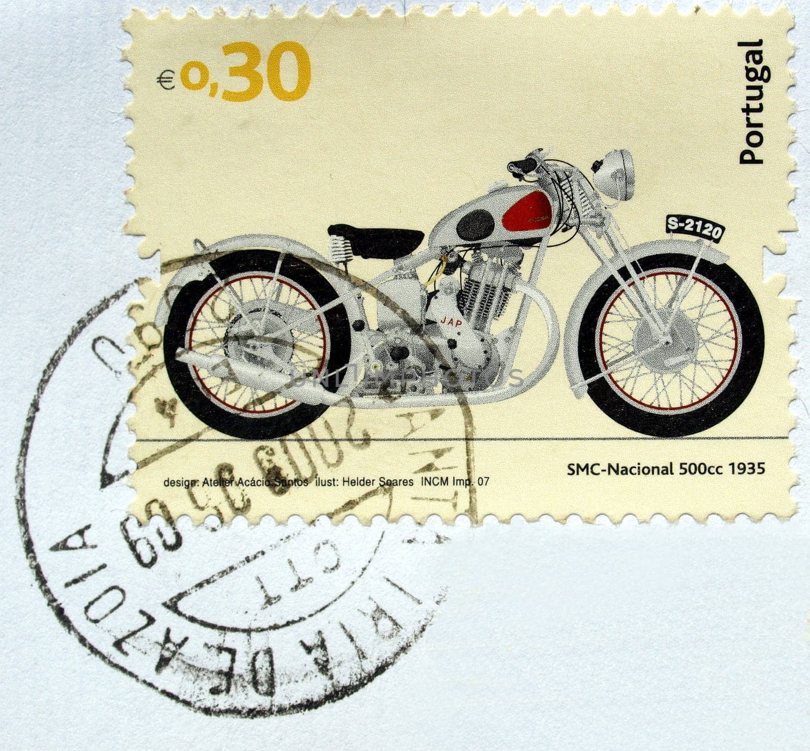 Portuguese postage stamps from Portugal with vintage motorbike