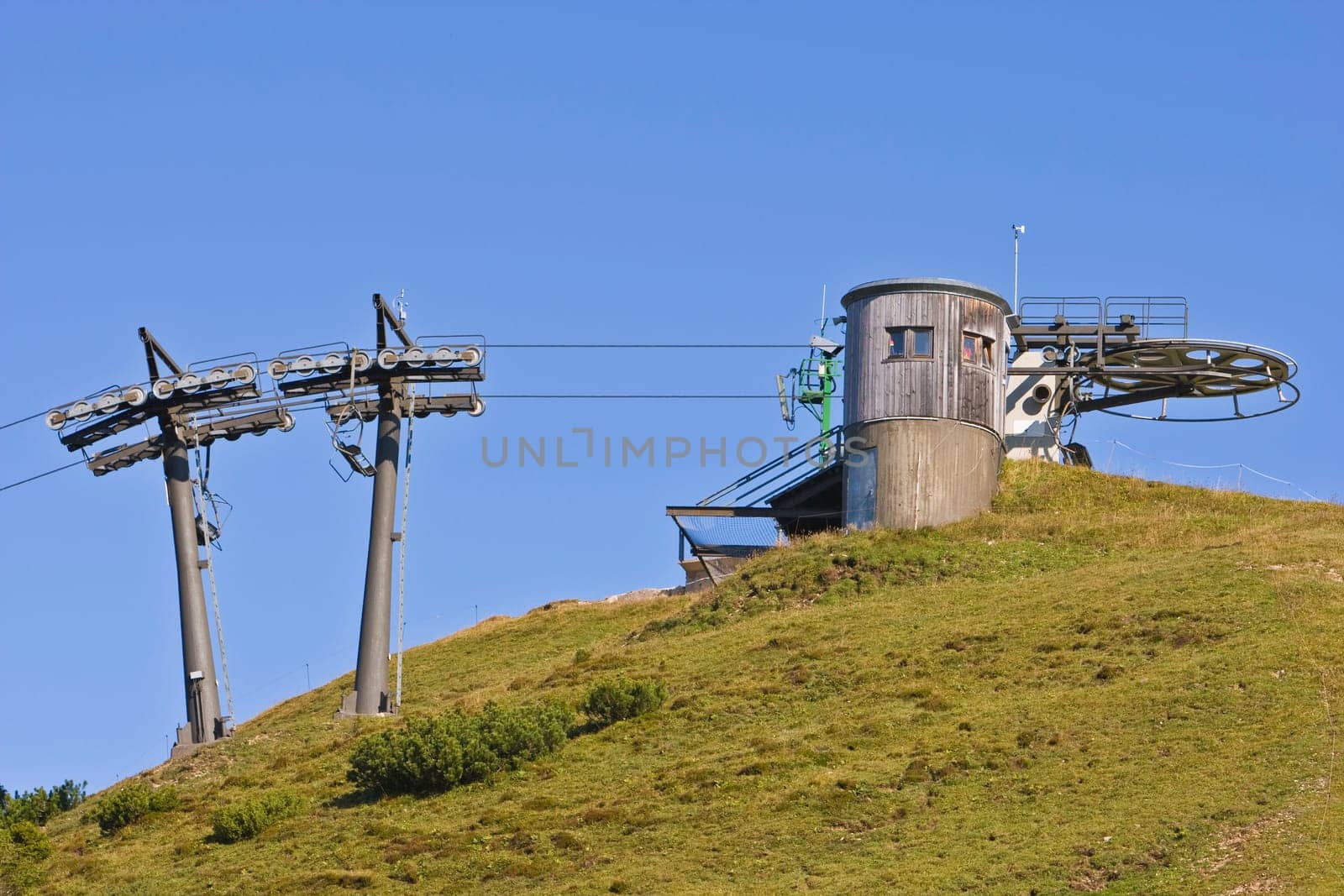 Ski lift under high mountains, Gosau Austria