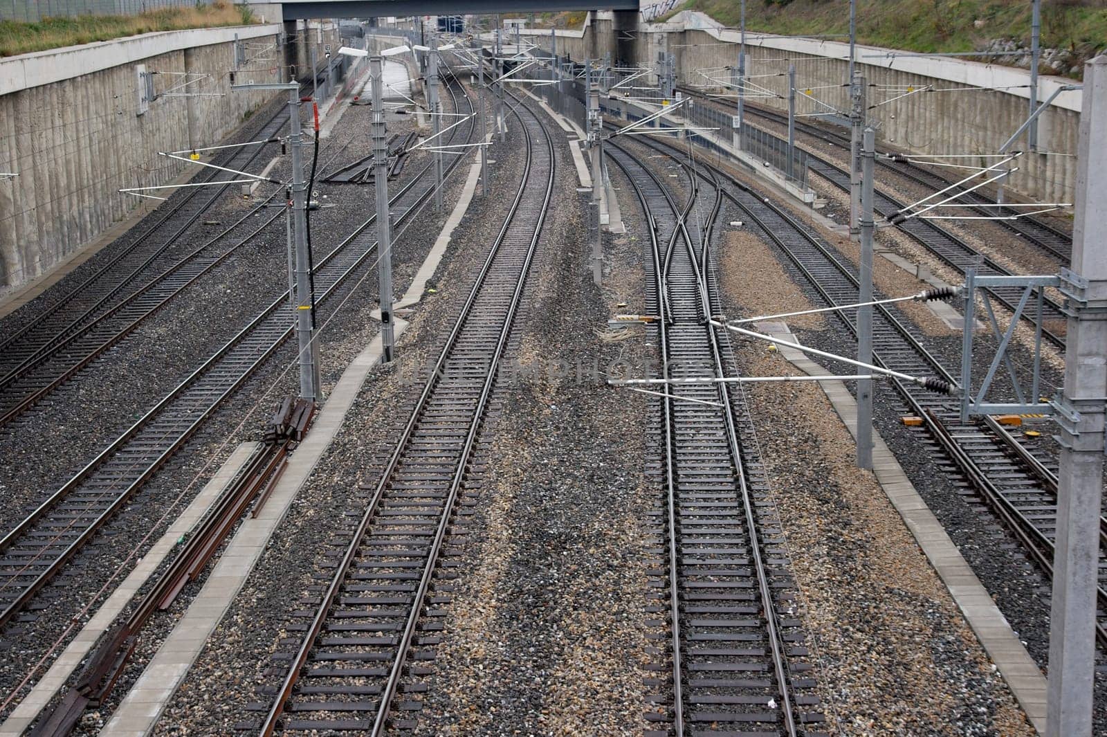 Complex railway track system in an urban area