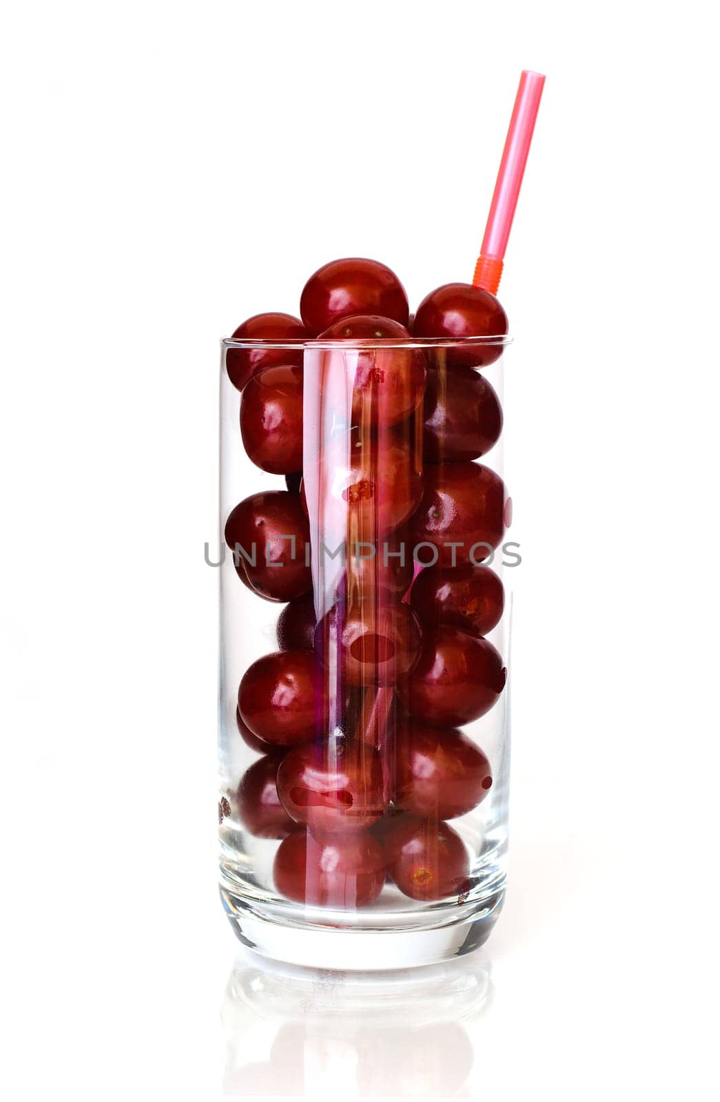 Sour cherries in glass.