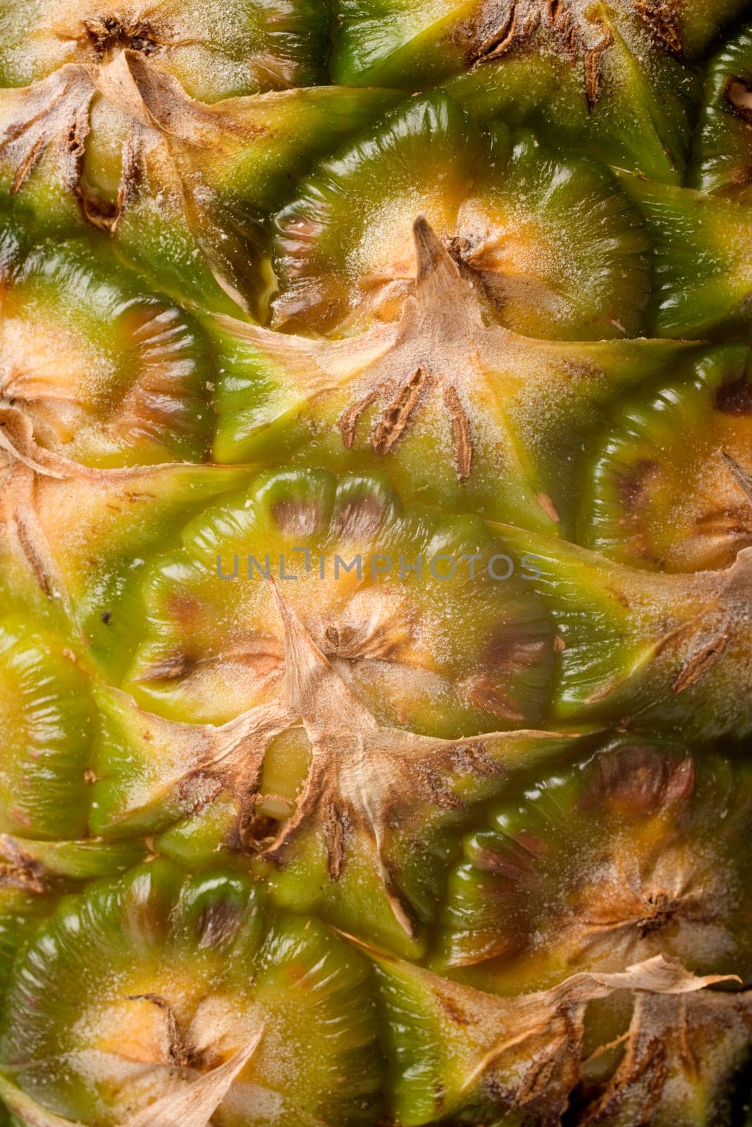 Close-up texture detail of pineapple skin