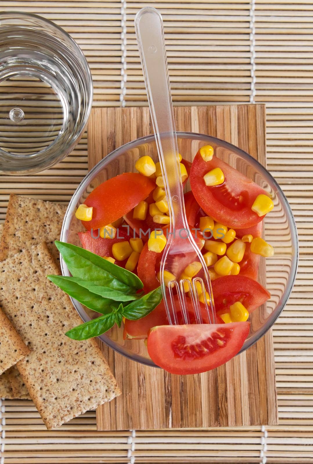 Closeup of tomato salad on the table