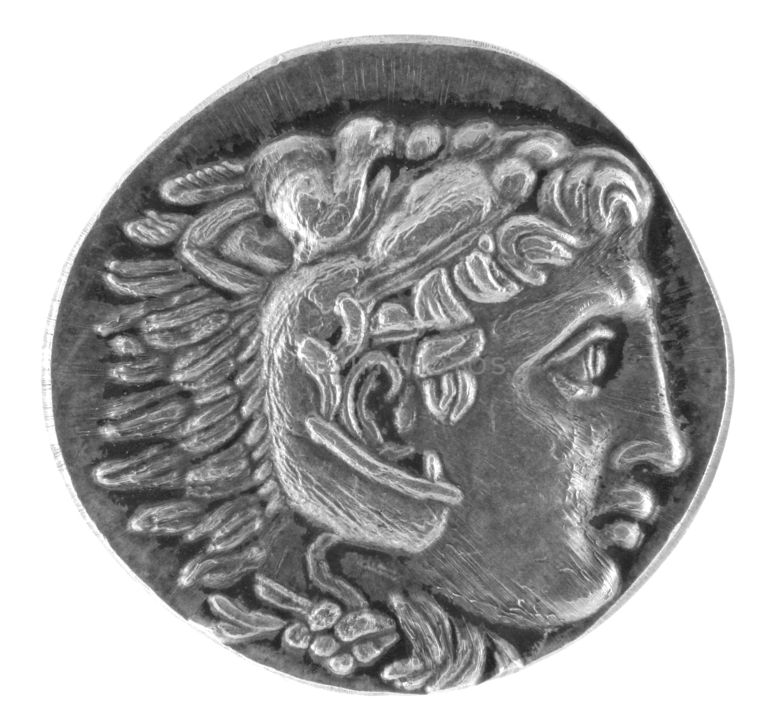Alexander the Great Ancient Greek Tetradrachm 315 BC isolated in white