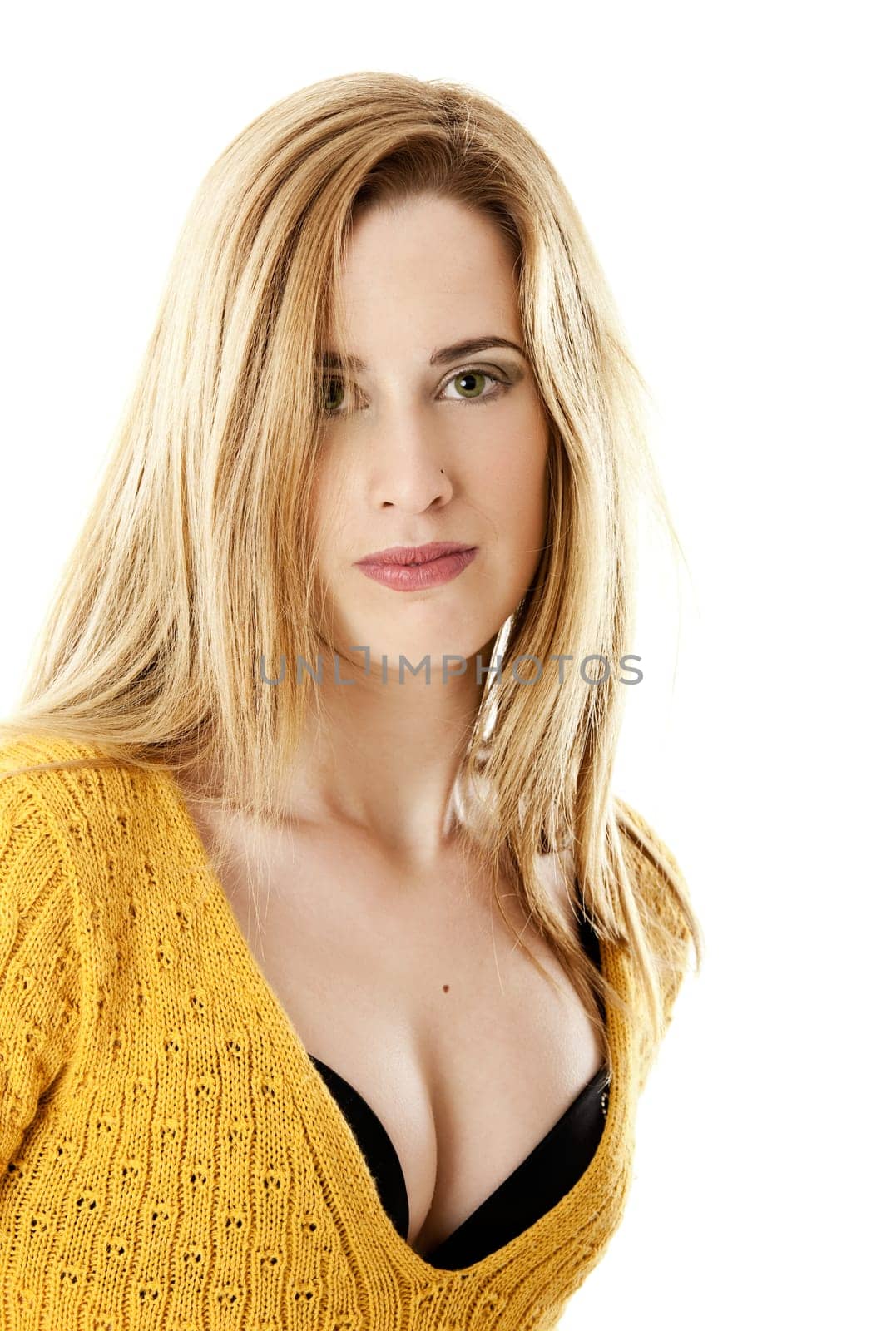 Beautiful fashion young woman isolated on white