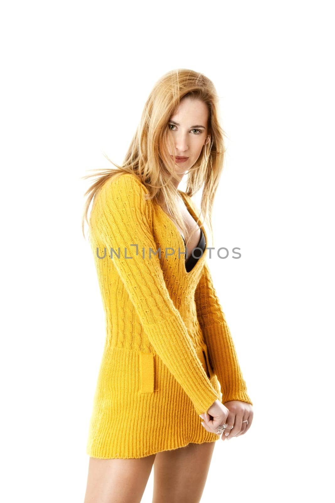 Beautiful fashion young woman isolated on white