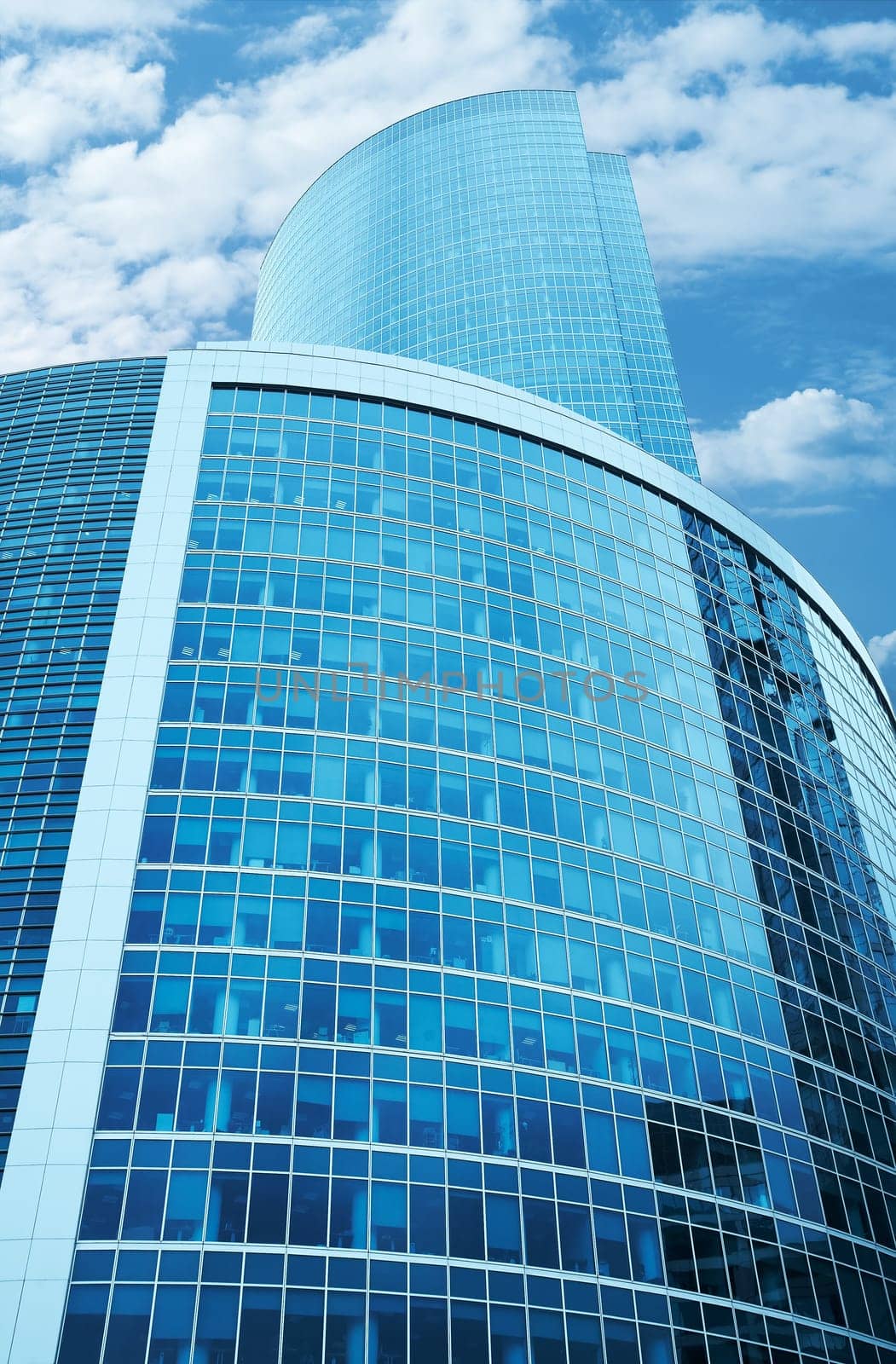 Modern skyscrapers business centre in Moscow, Russia. Tint Blue