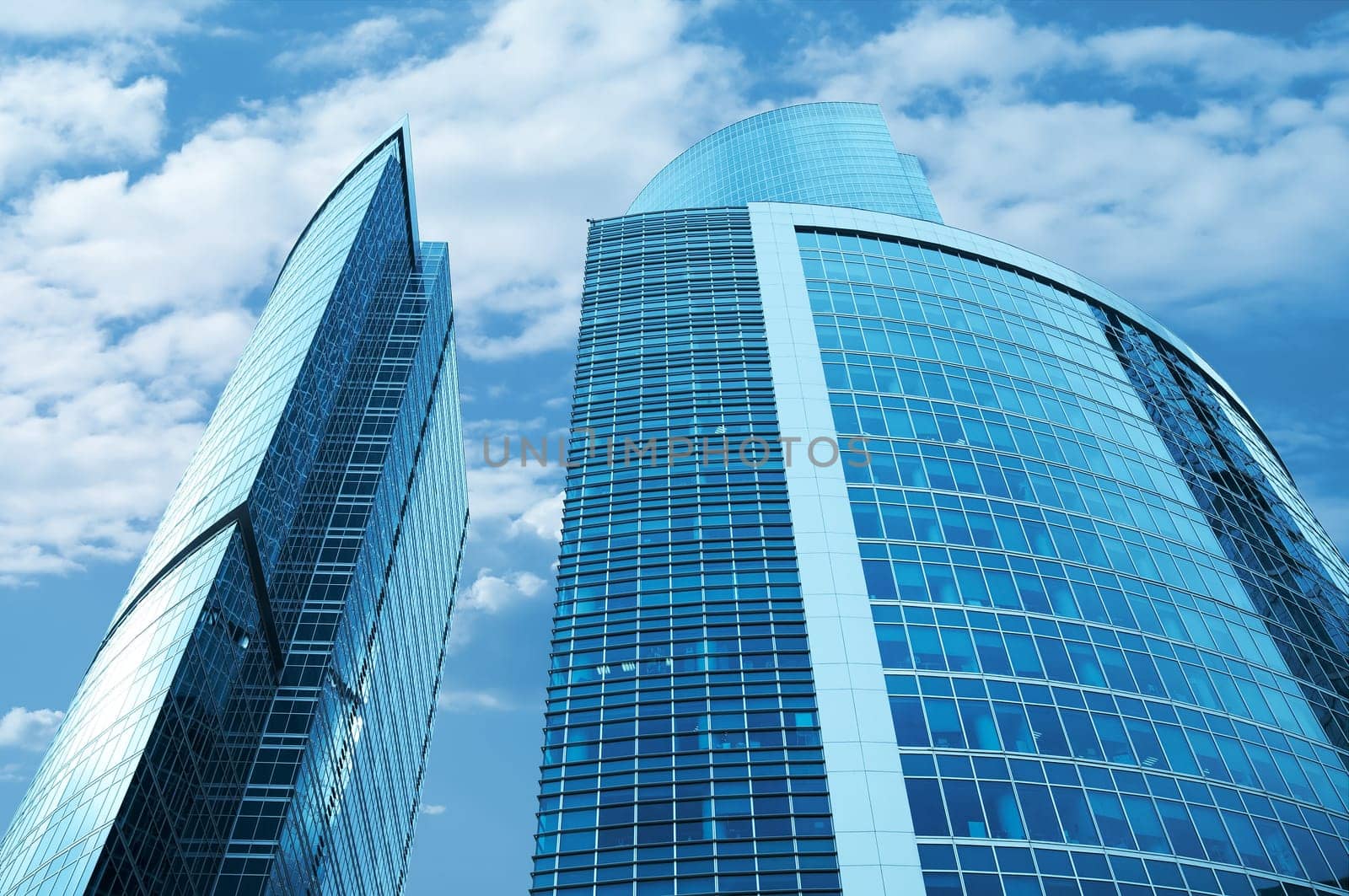 Modern skyscrapers business centre in Moscow, Russia. Tint Blue