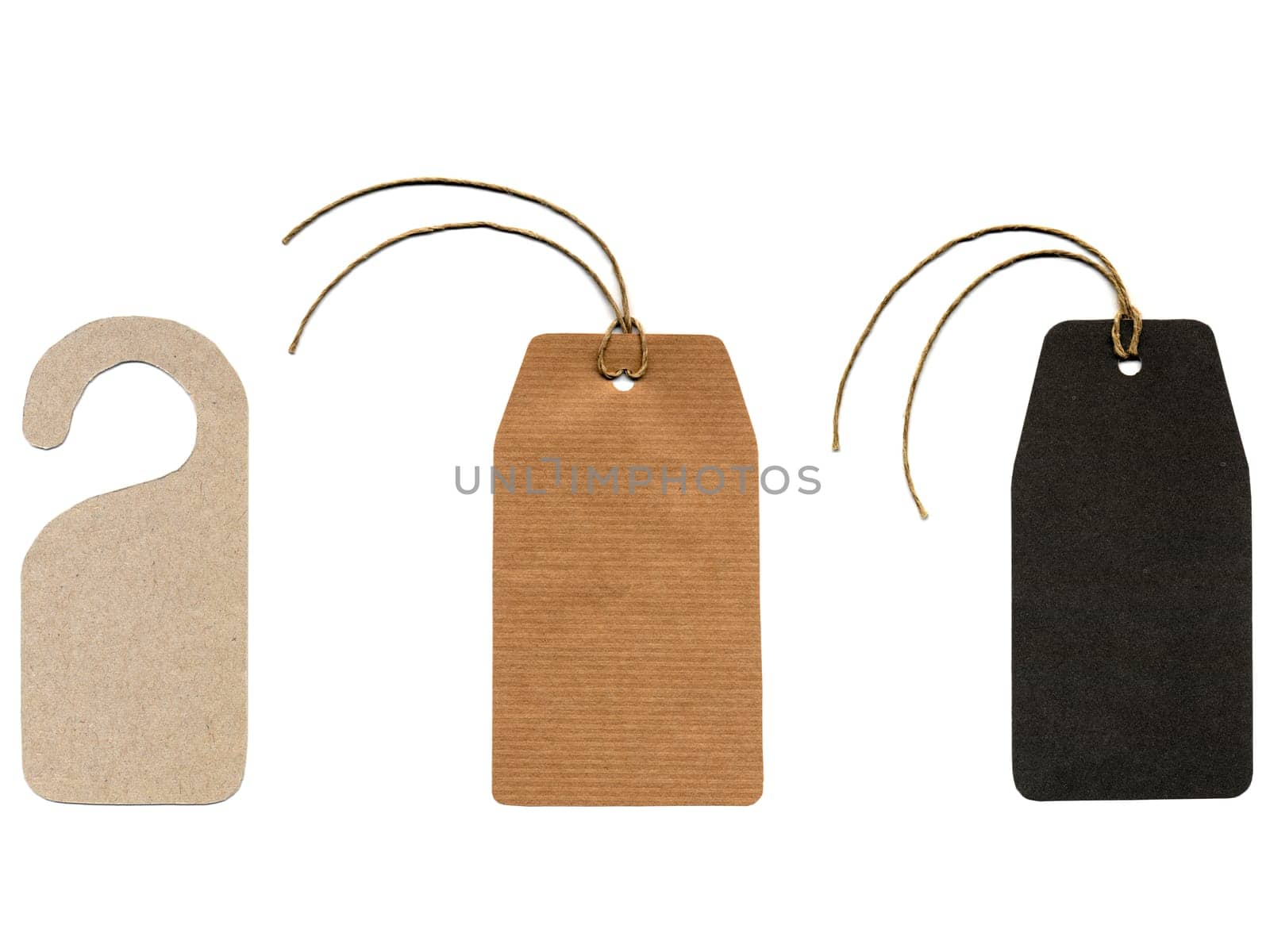Price tag or address label with string isolated over white