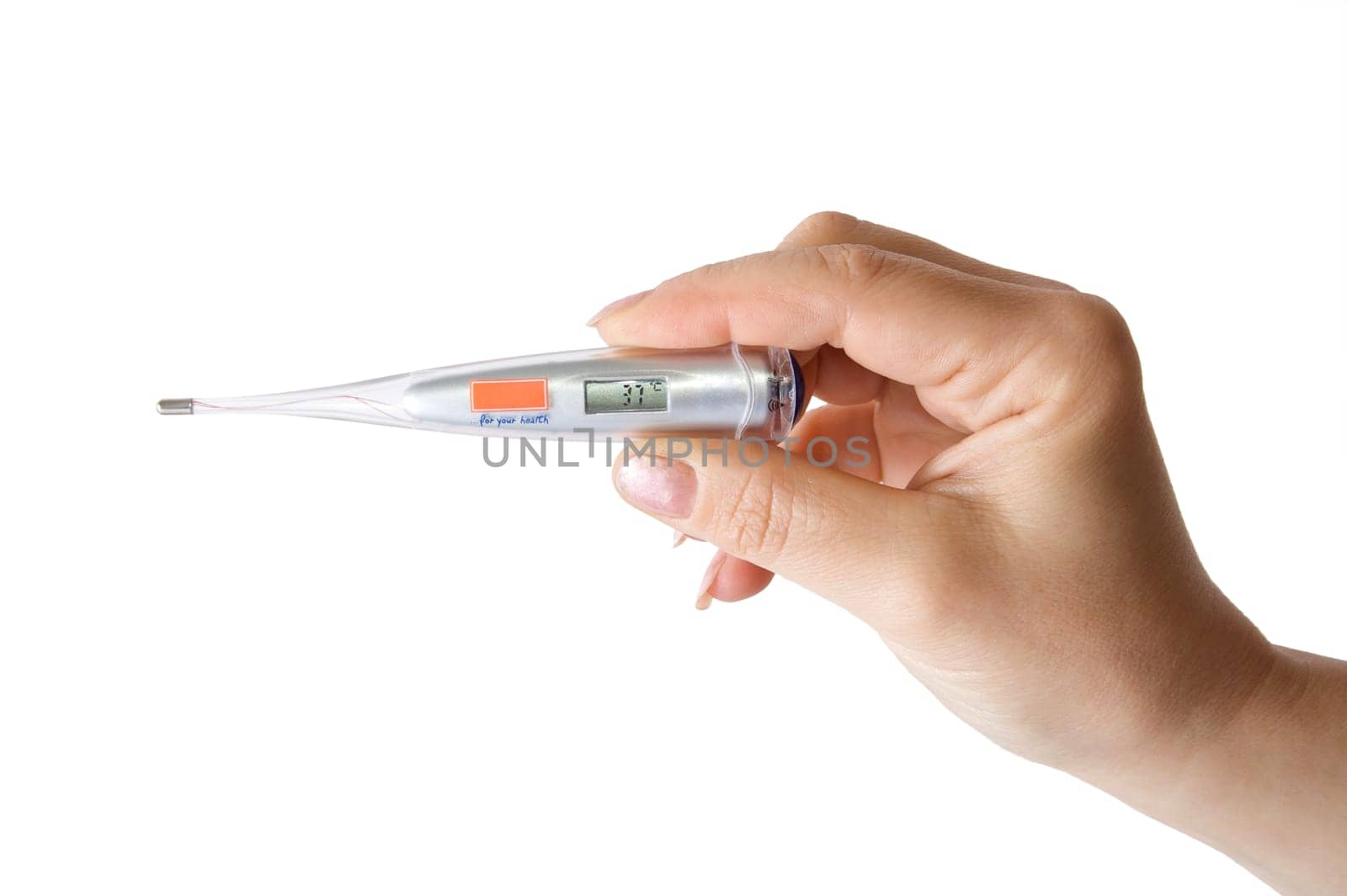 thermometer for measure the fever in woman hand