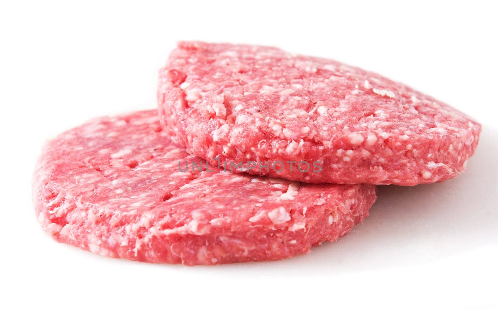 raw hamburger isolated on white background