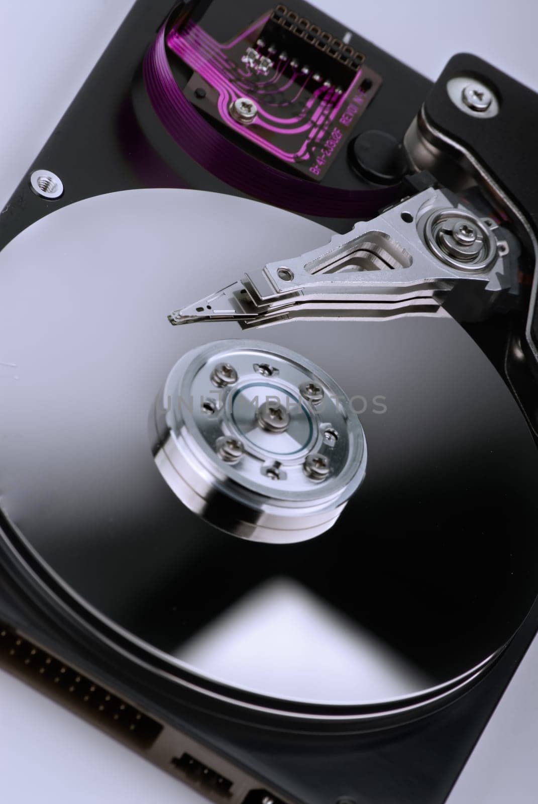 Hard disk on a soft blue background.