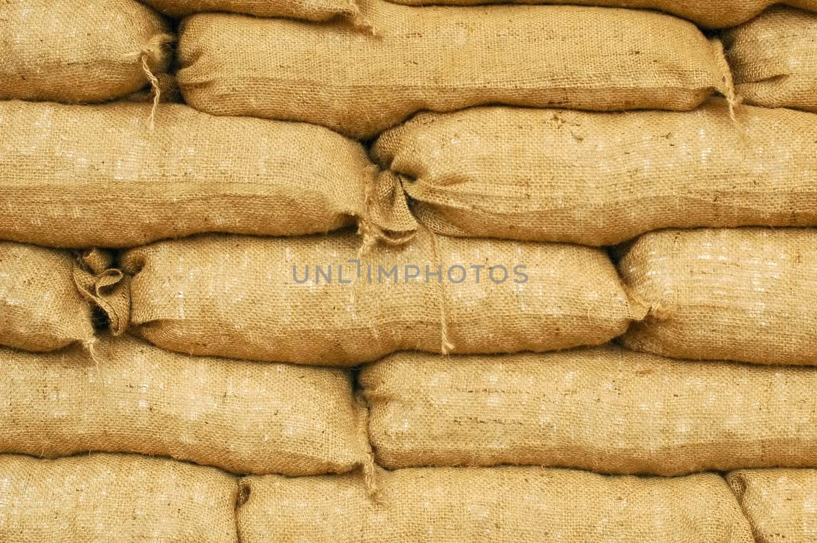 background of sandbags for flood defense or military use