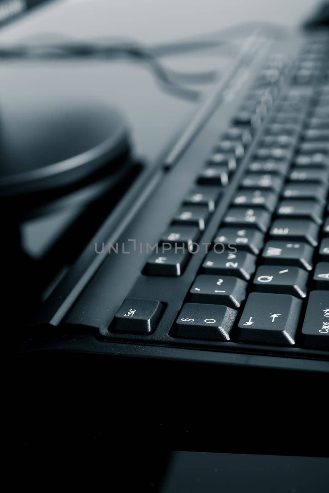 Desktop computer wit mouse and keyboard and monitor