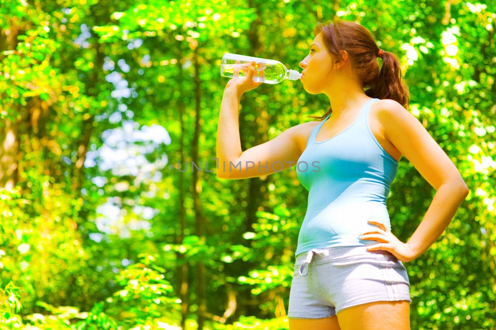 Young woman exercising, from a complete series of photos.