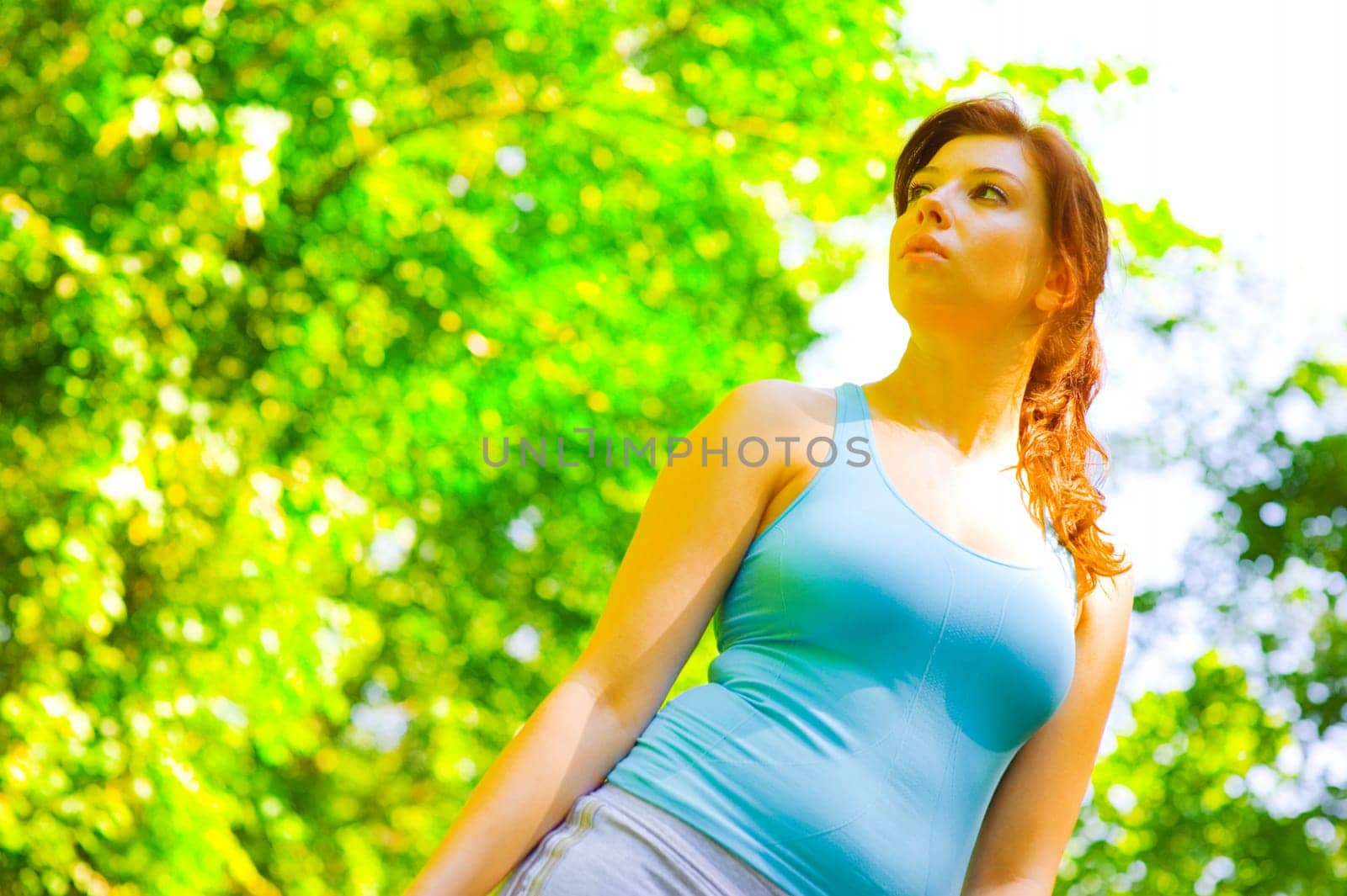 Young woman exercising, from a complete series of photos.
