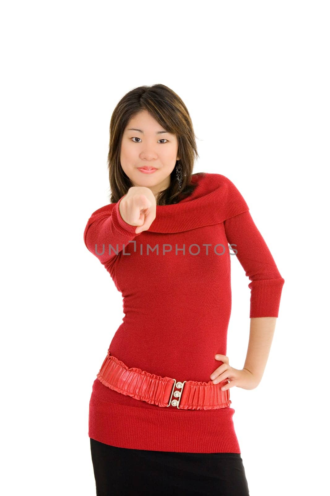 Asian teenager with some attitude on white background