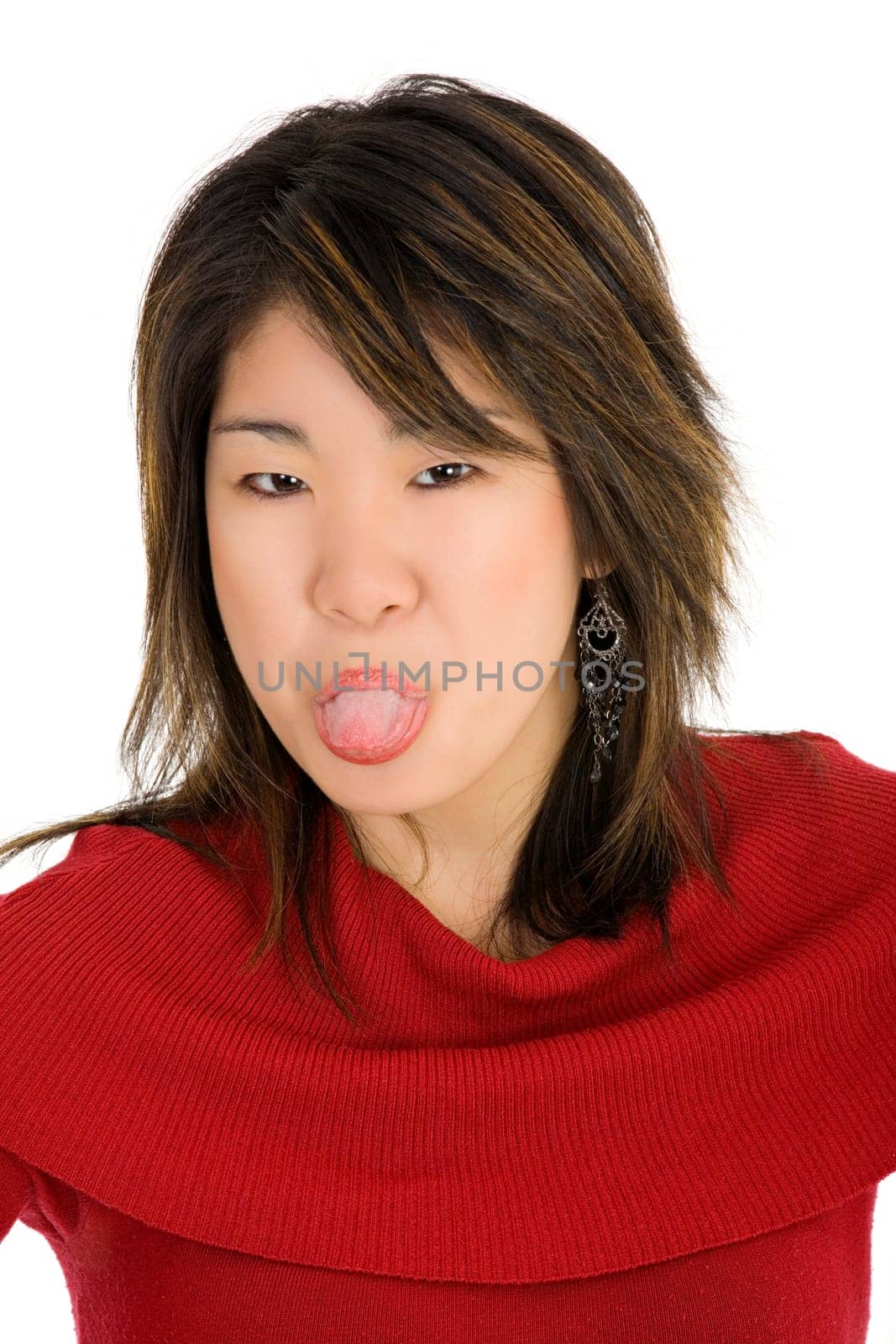 Asian teenager with some attitude on white background