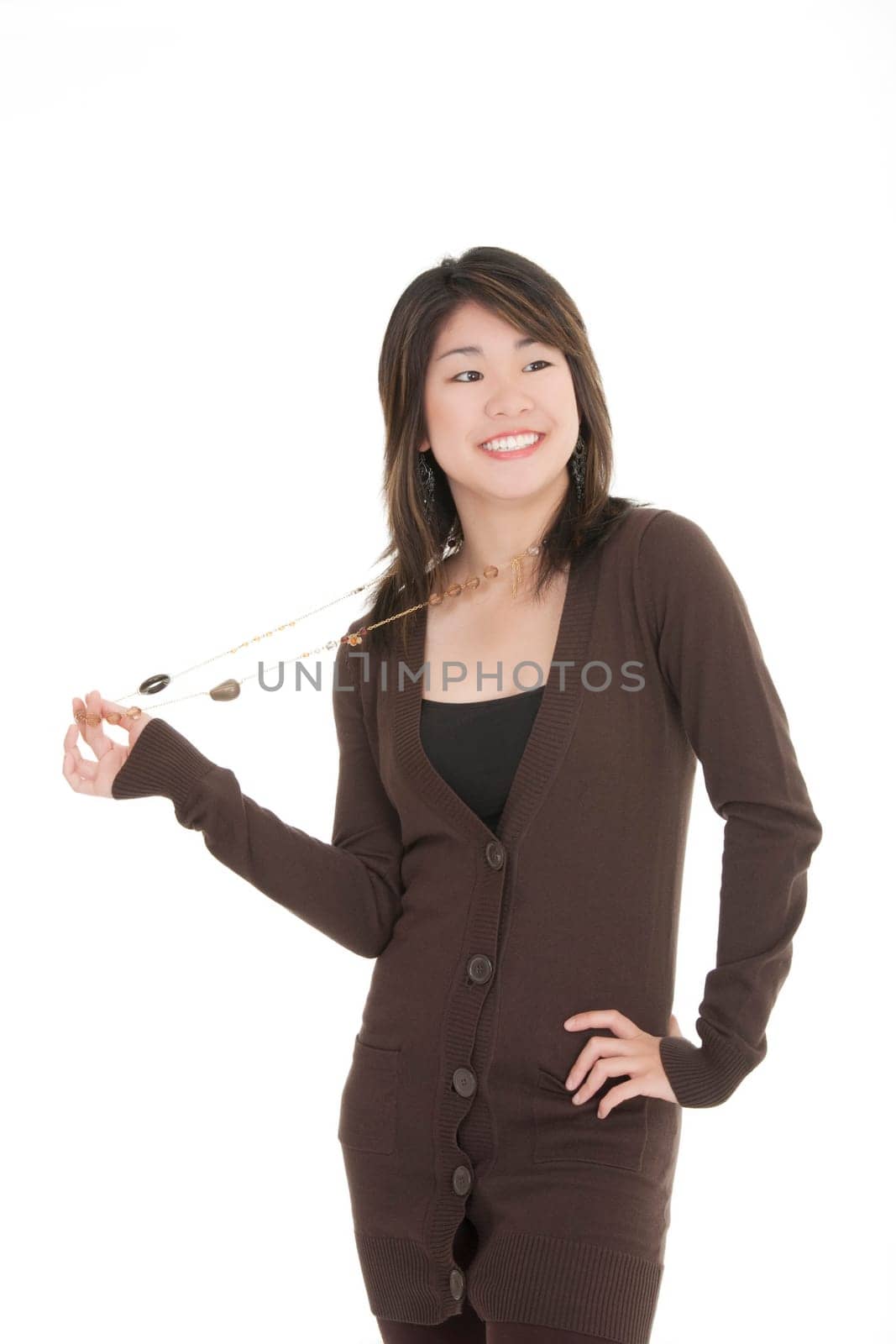 Asian teenager with some attitude on white background