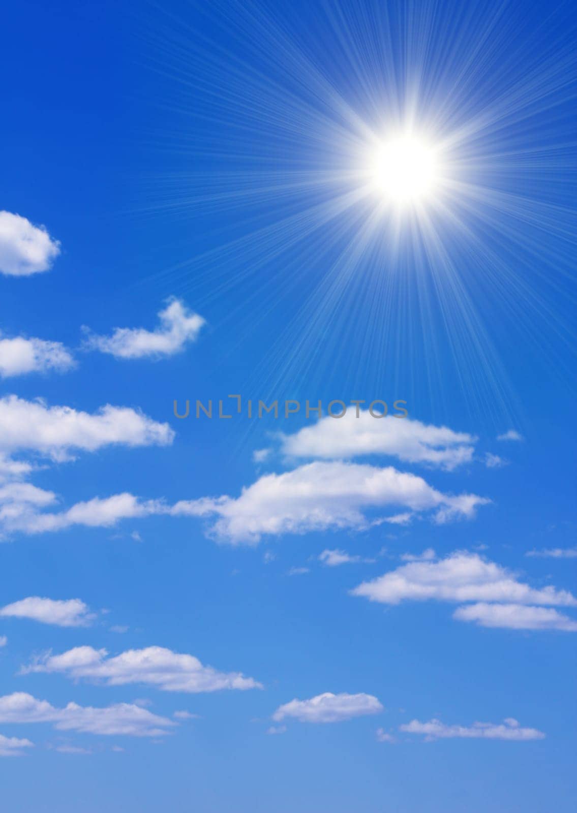 Bright sun in the blue sky