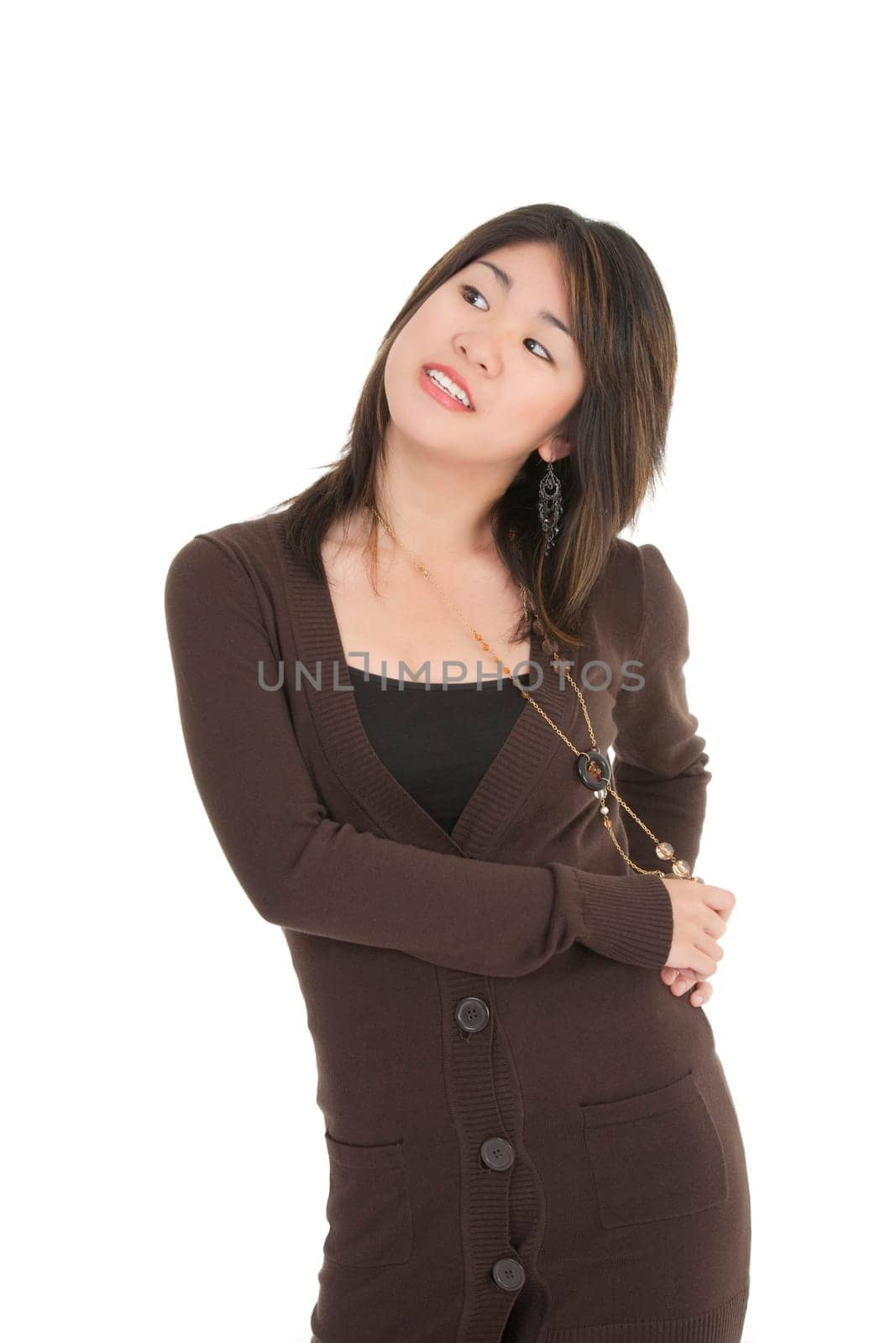 Asian teenager with some attitude on white background