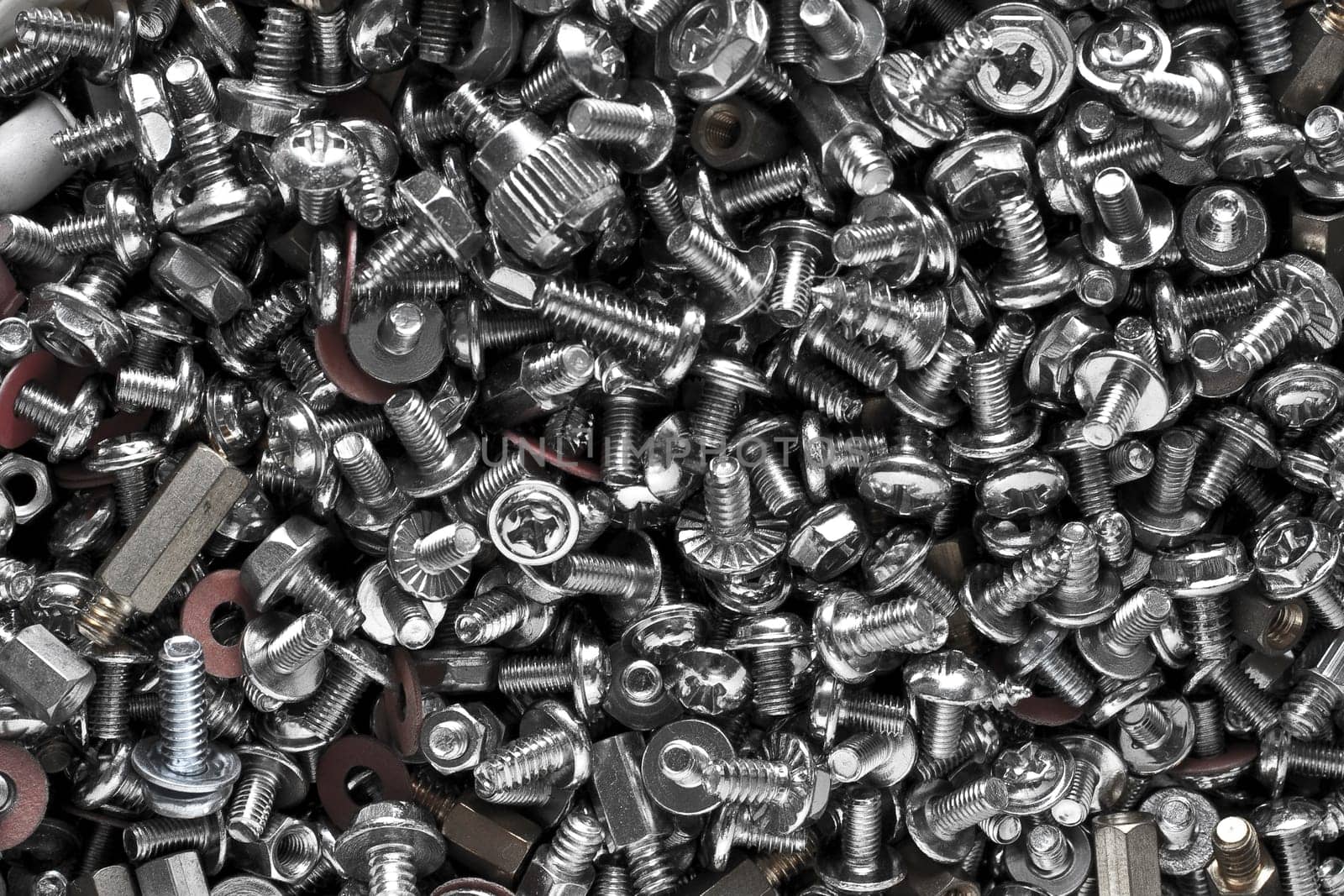 Computer Bolts and Nuts assorted close up