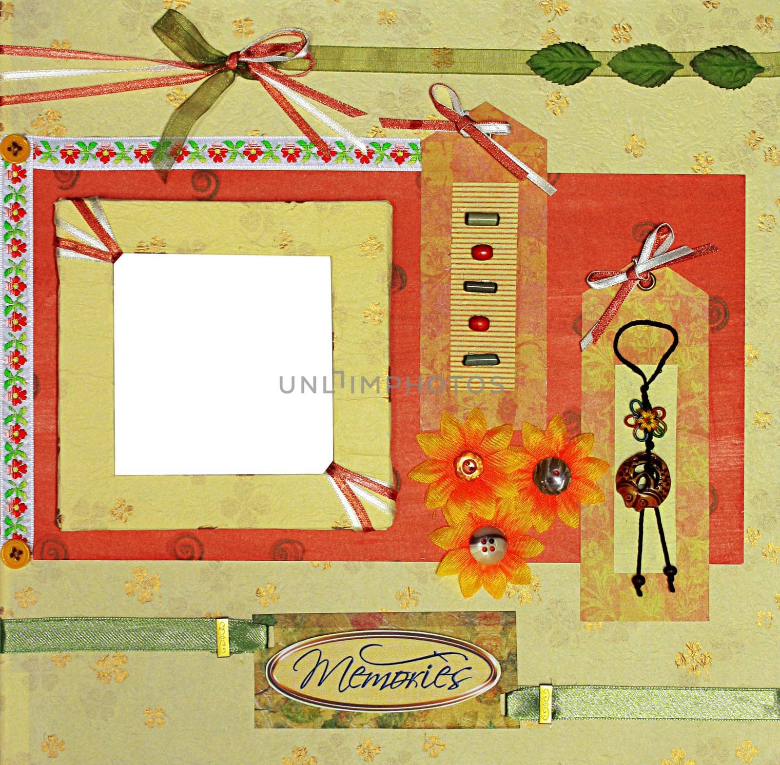 a hand crafted colorful scrapbook photo frame