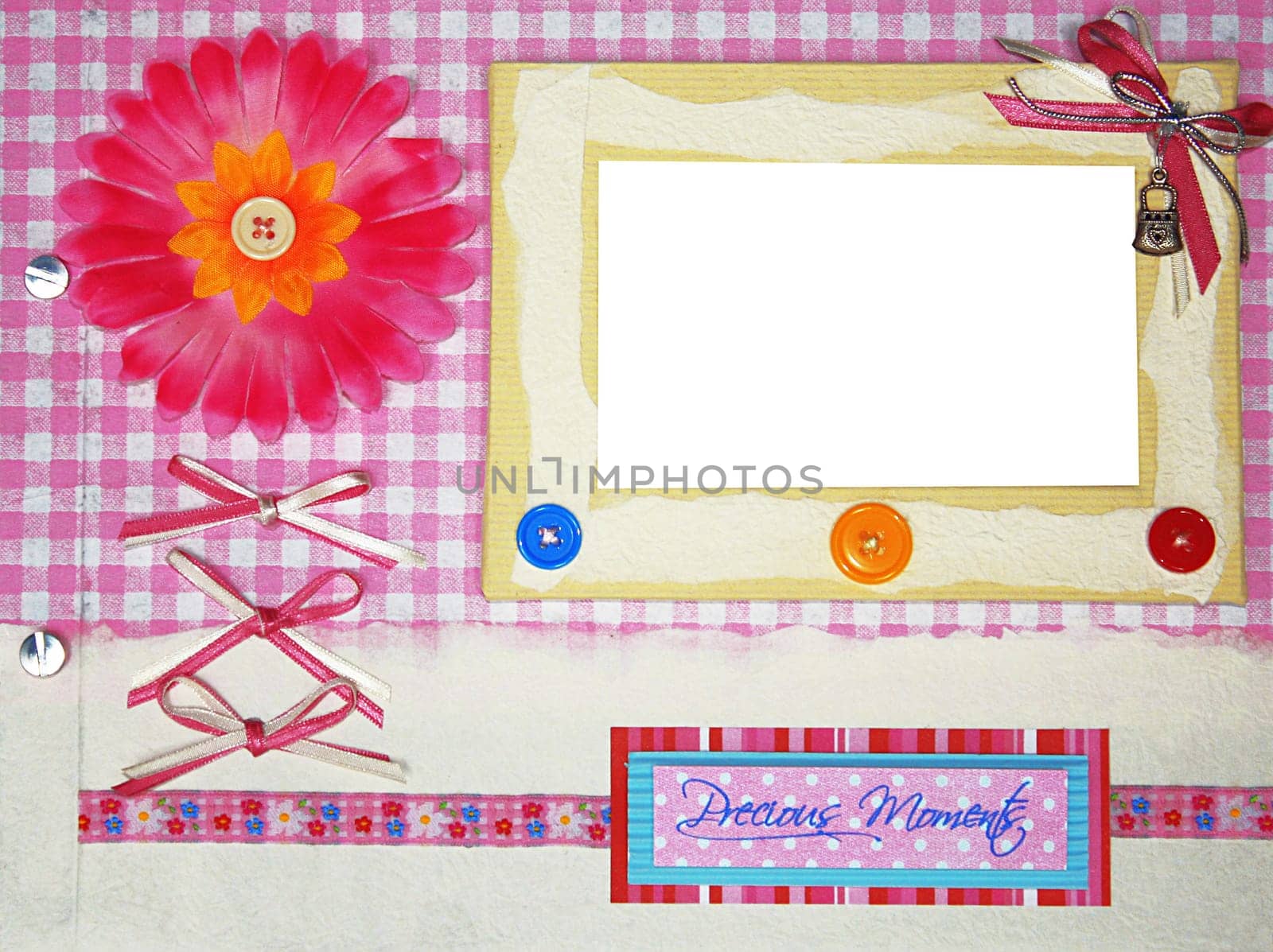 a hand crafted colorful scrapbook photo frame