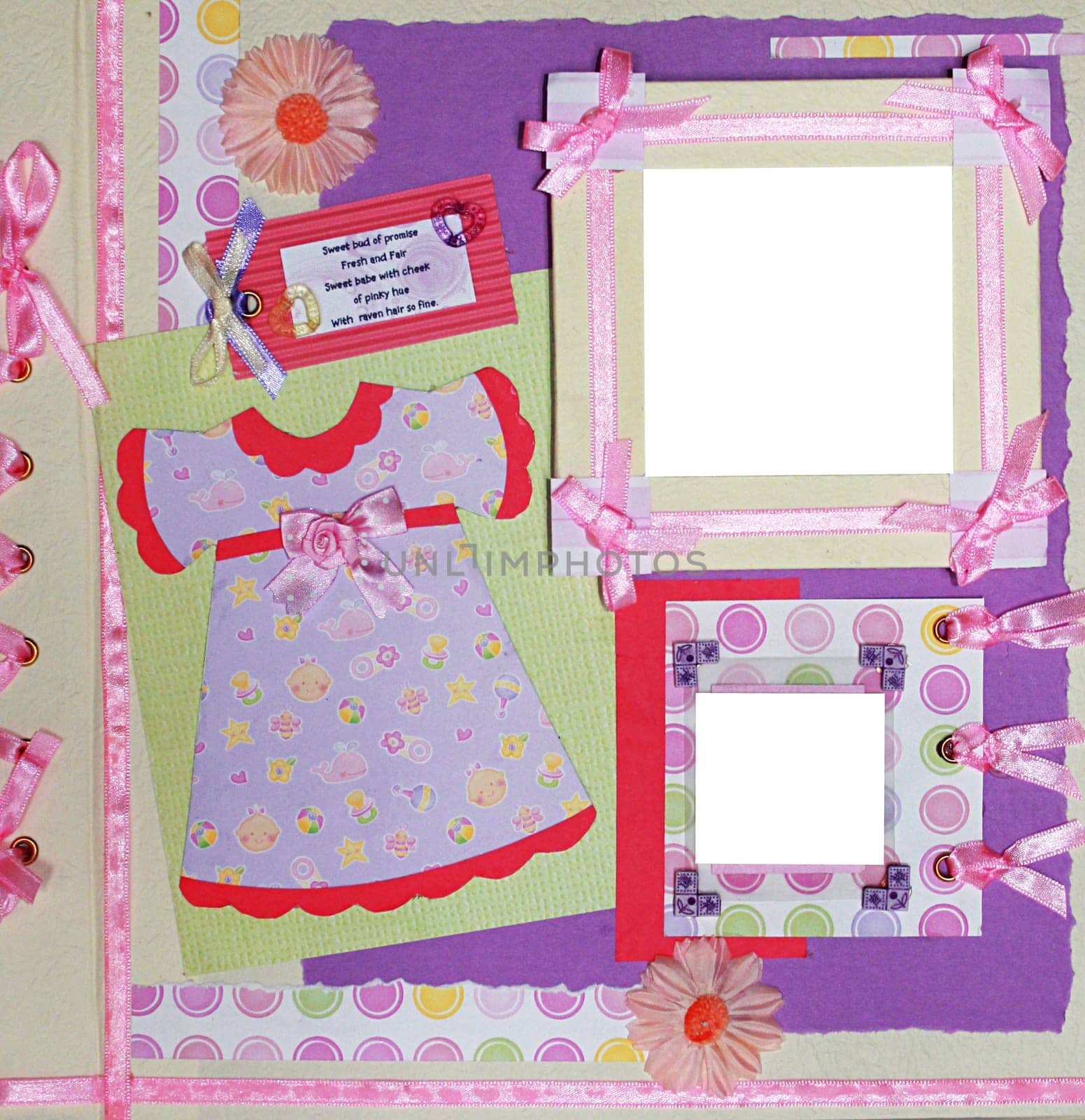 a hand crafted colorful scrapbook photo frame