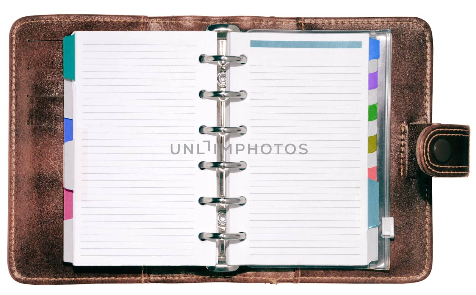 Leather notepad with clipping path isolated on white background