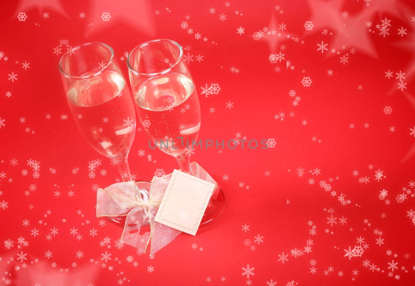 New year party with champagne glasses. Coppy space