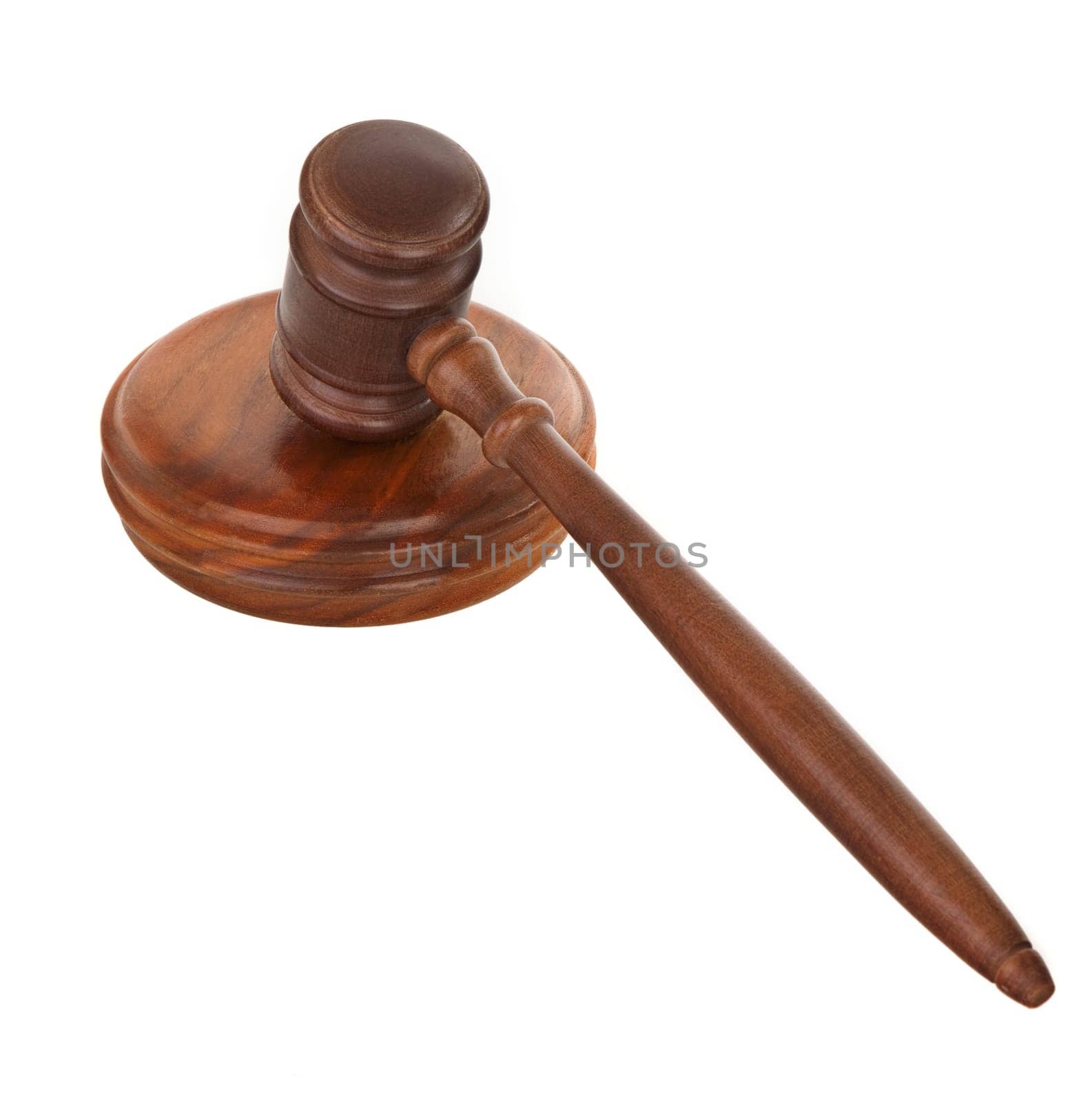 wooden gavel isolated on pure white background