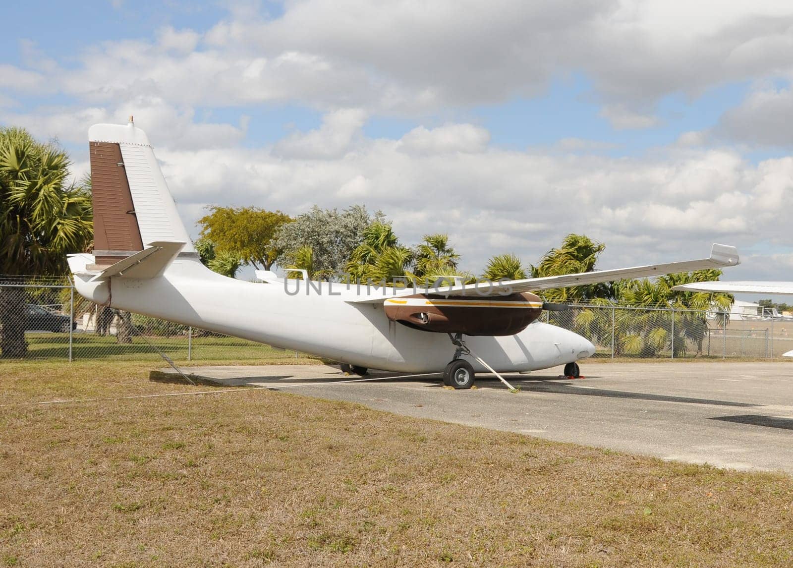Vintage turboprop airplane parked on the ground