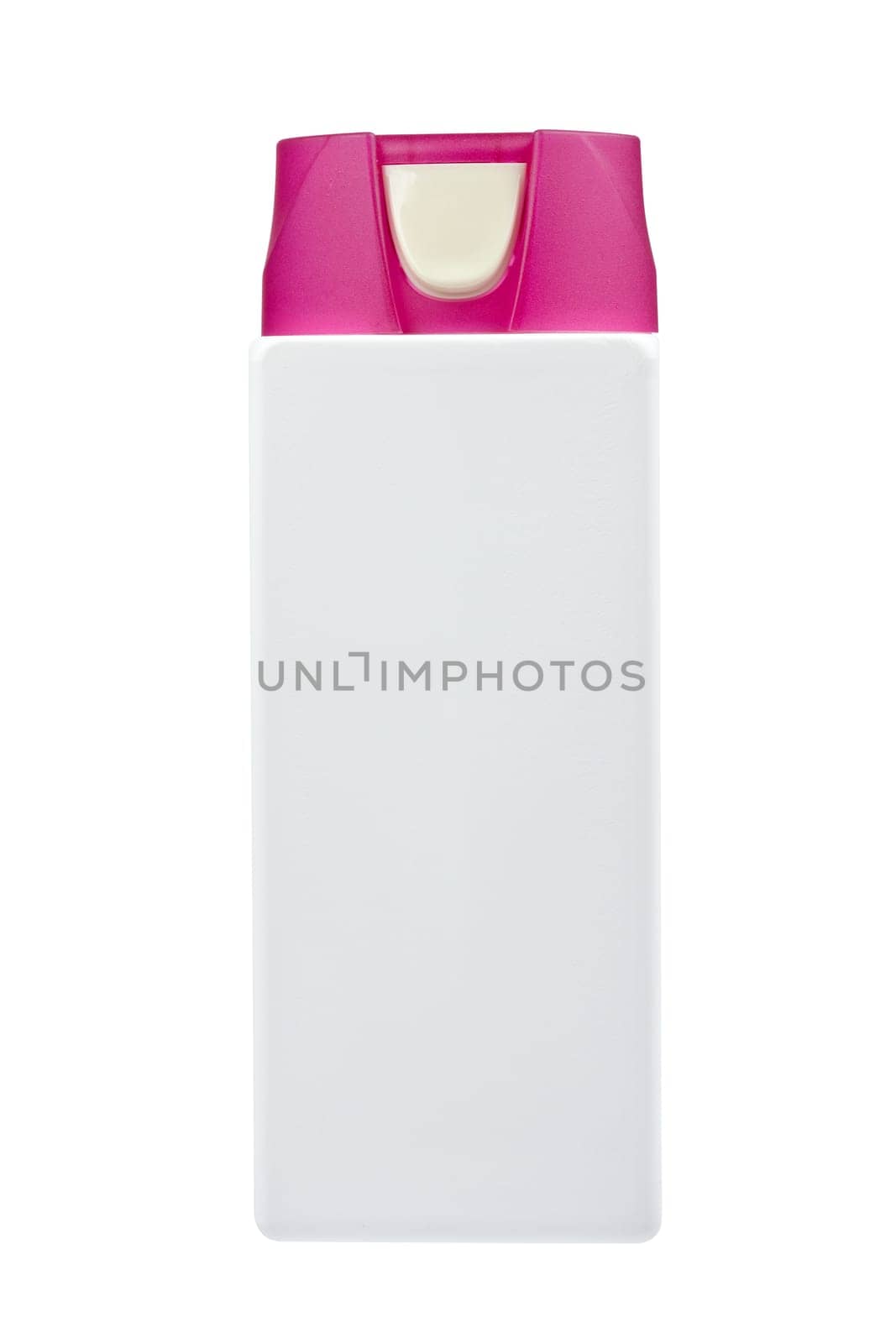 Plastic bottle with soap or shampoo without label isolated on white background