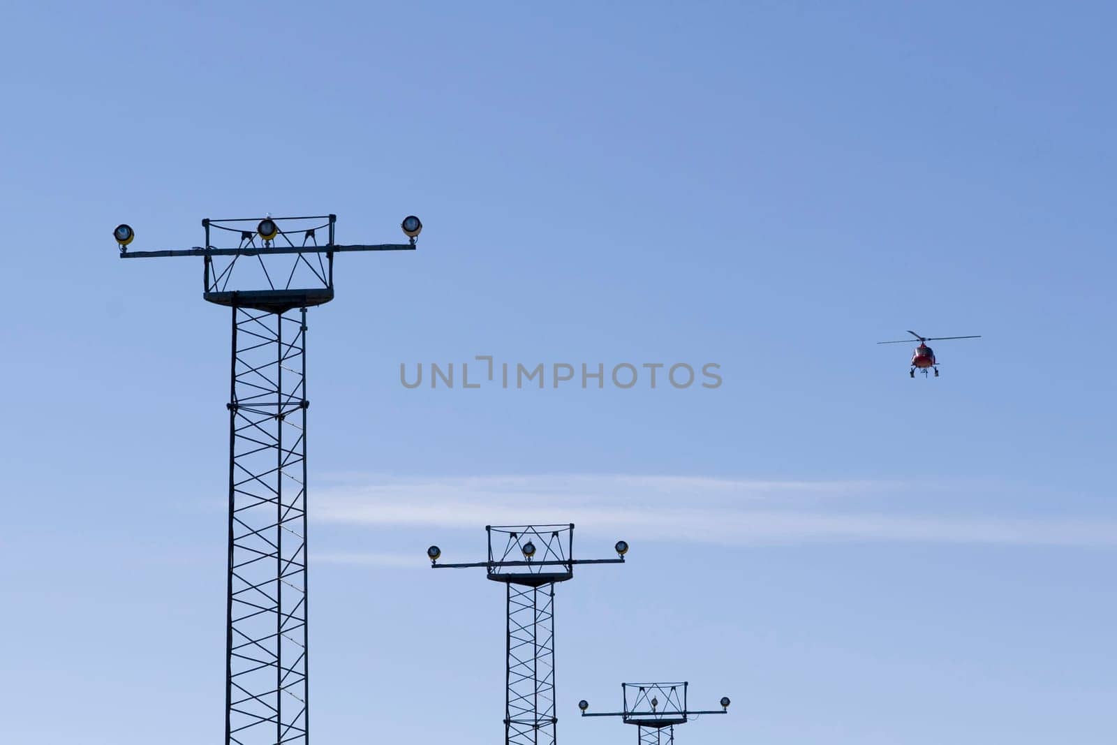 A helikopter taking off from Nuuk airport, Greenland.