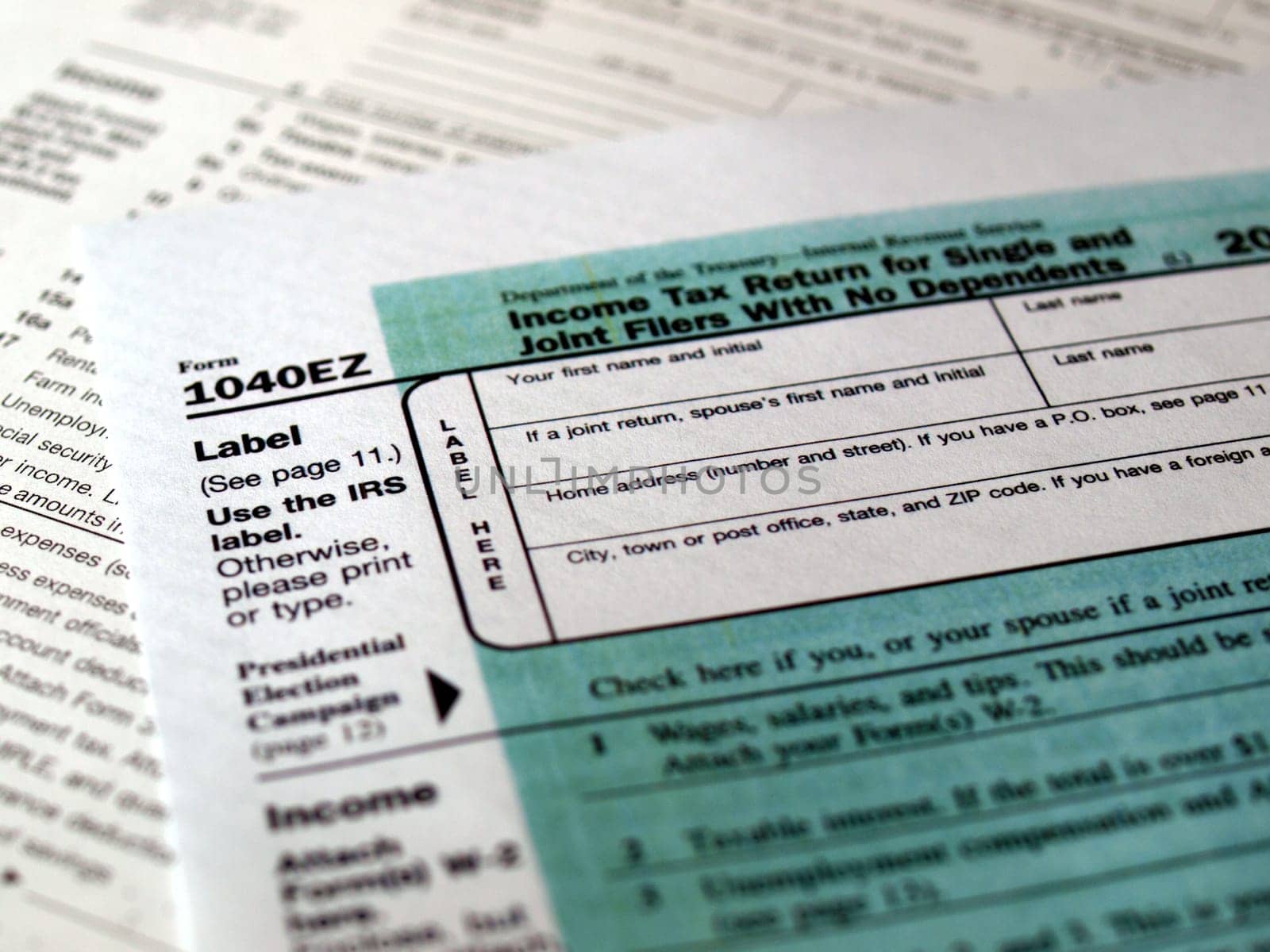 Range of various blank USA tax forms