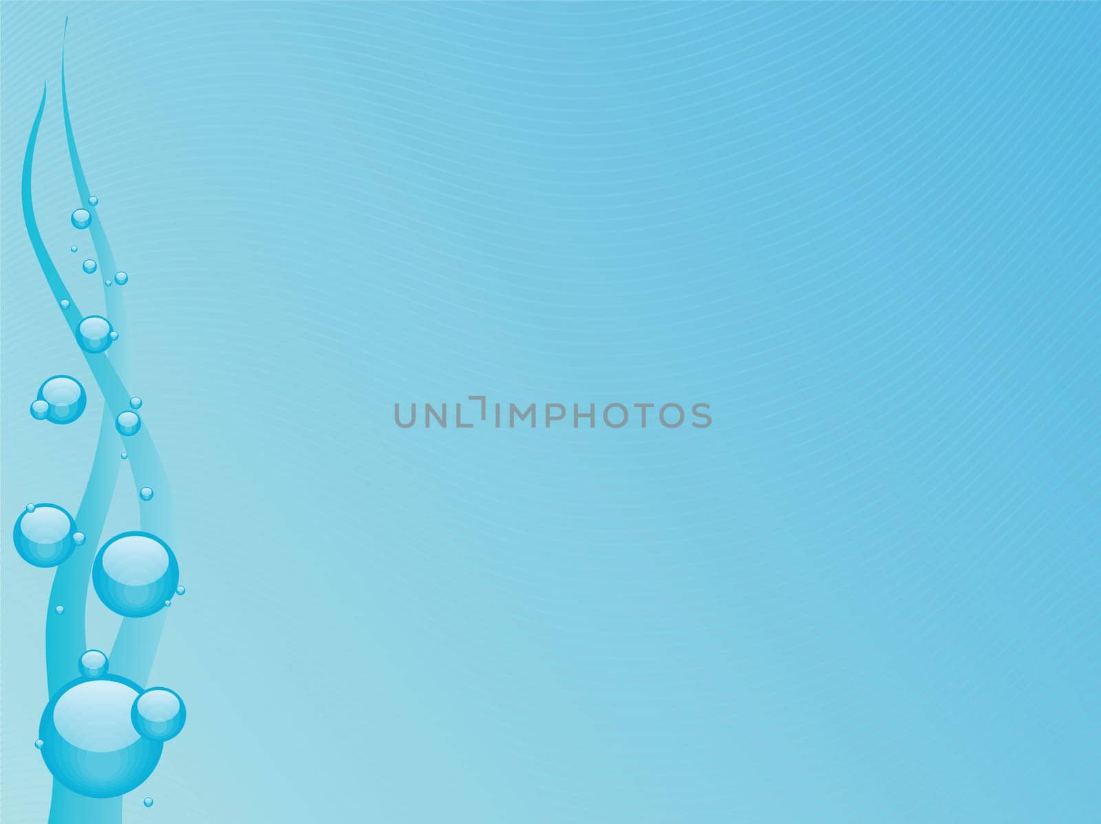 Blue bubbles and waving wisps against a paler gradient background.