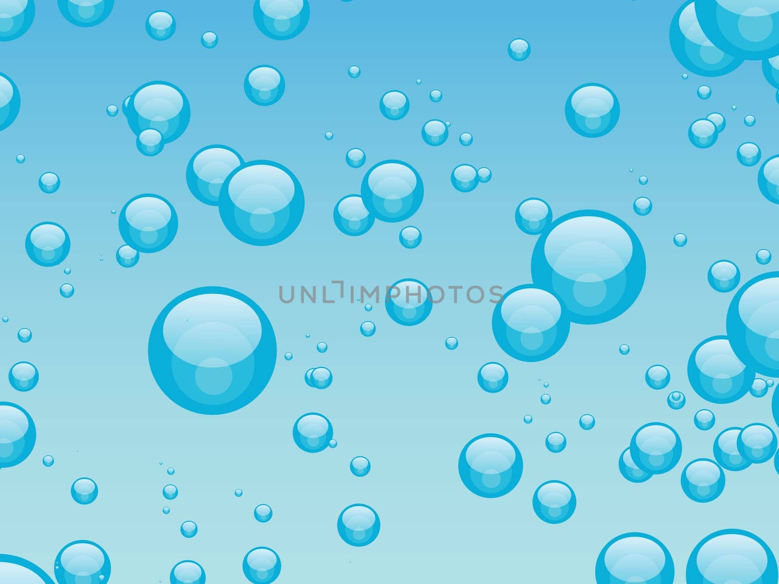 Random sized bubbles against a gradient blue background.