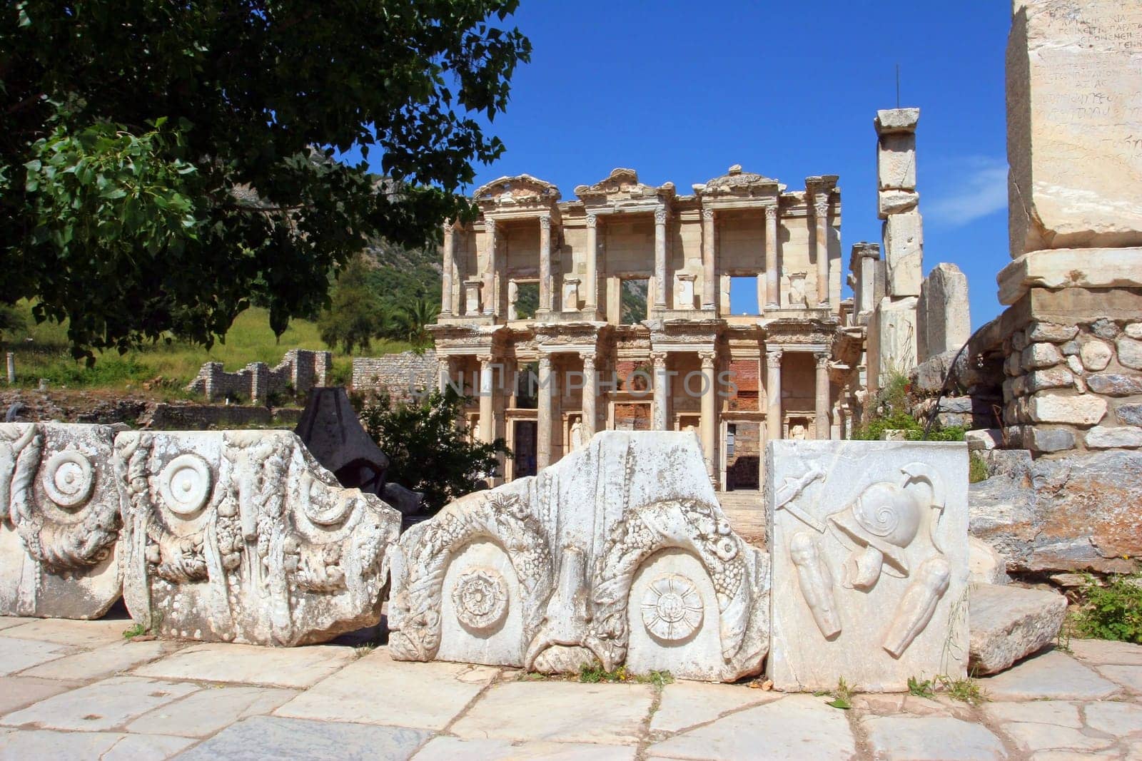 Facade of ancient Celsius Library in Ephesus, Turkey
