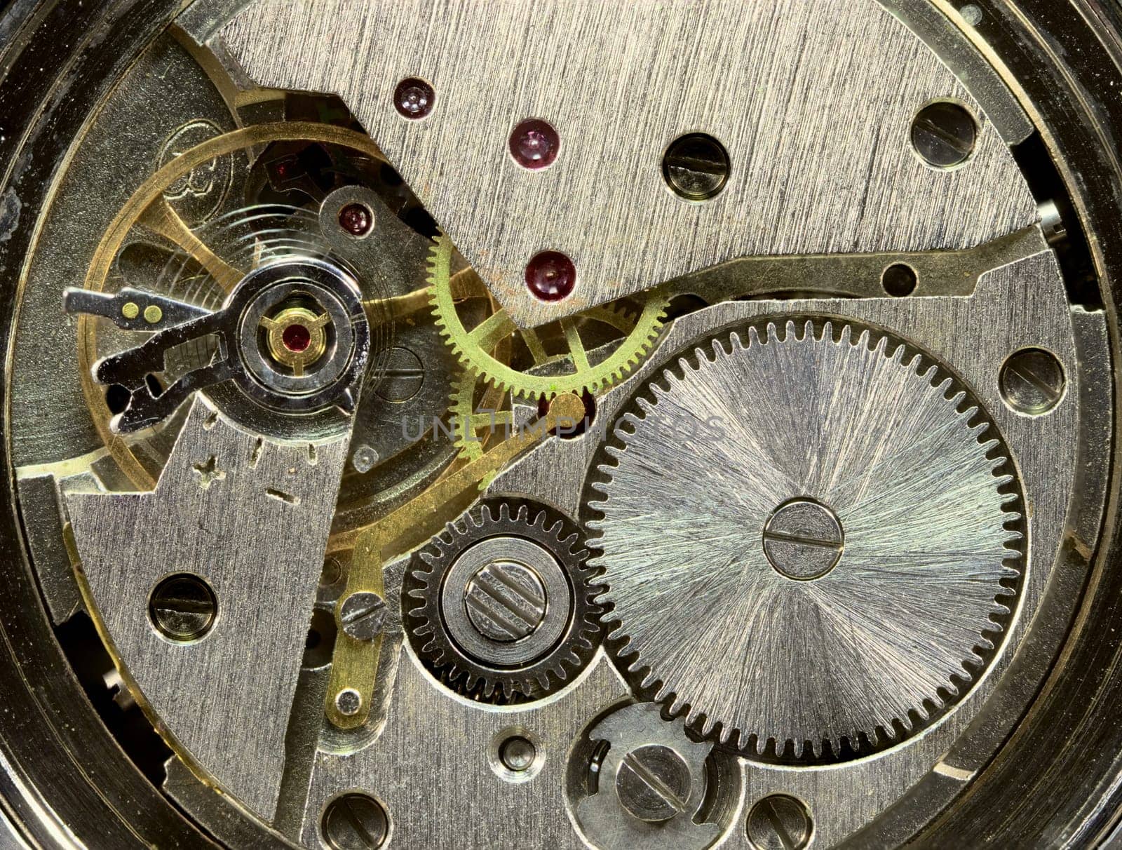 Macrophoto of a tiny old clockwork background
