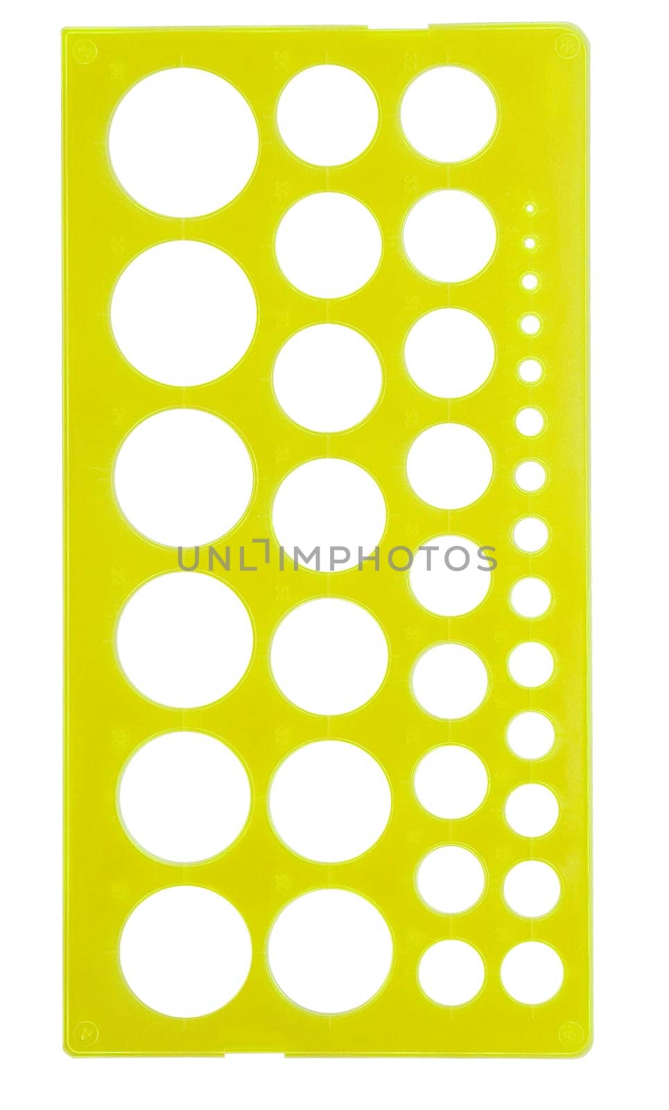 close up of stencil on white background with rounds