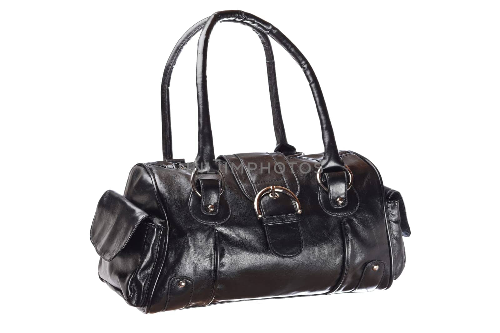 Black handbag isolated on white background