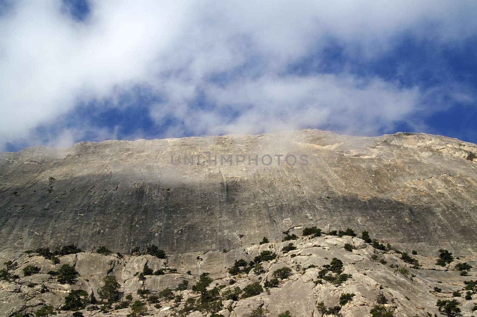 Crimean rocks in clouds