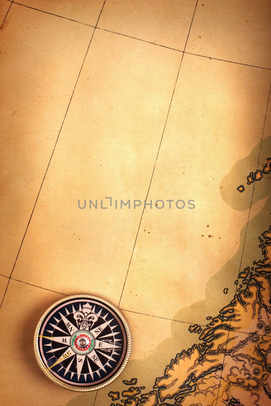 Compass on old map