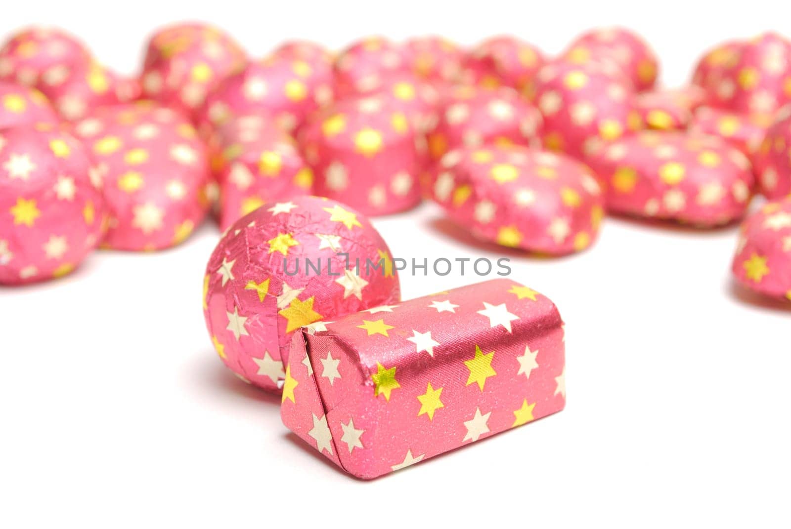 chocolate  candies in wrap. Closeup