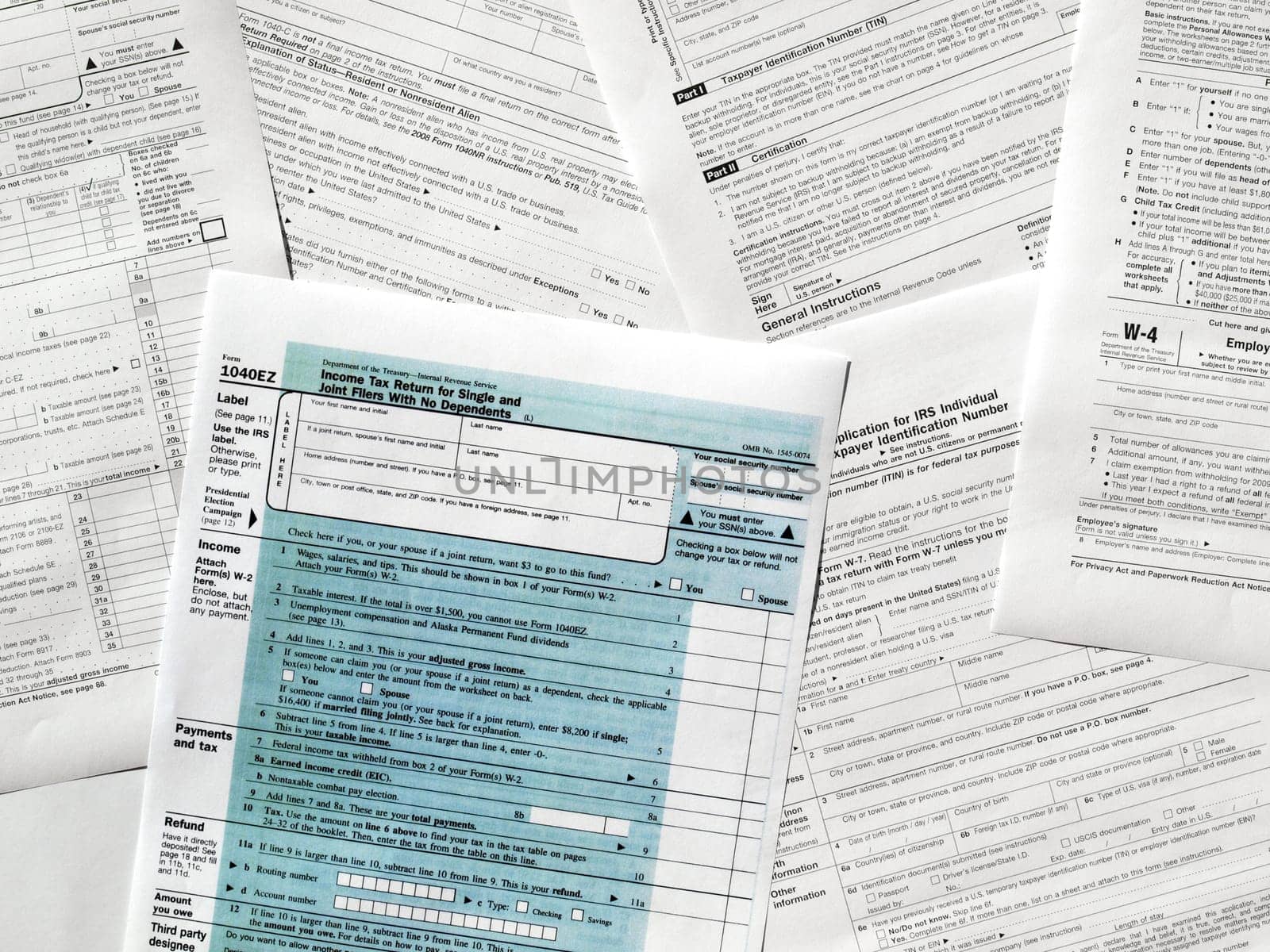 Range of various blank USA tax forms